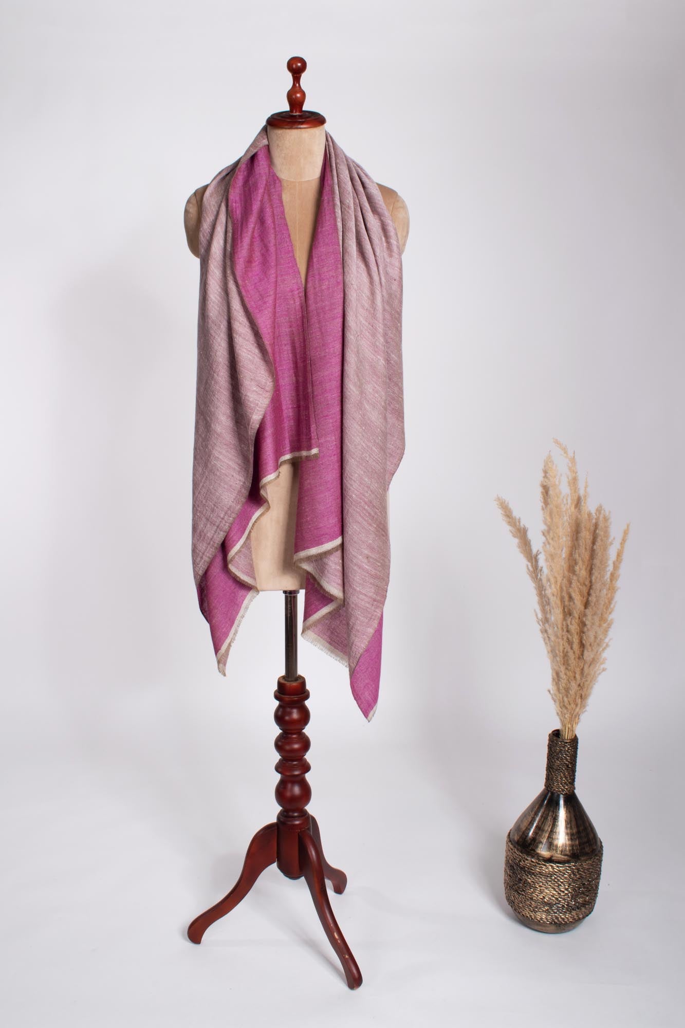 Magenta and White Dual Shade Cashmere Wrap