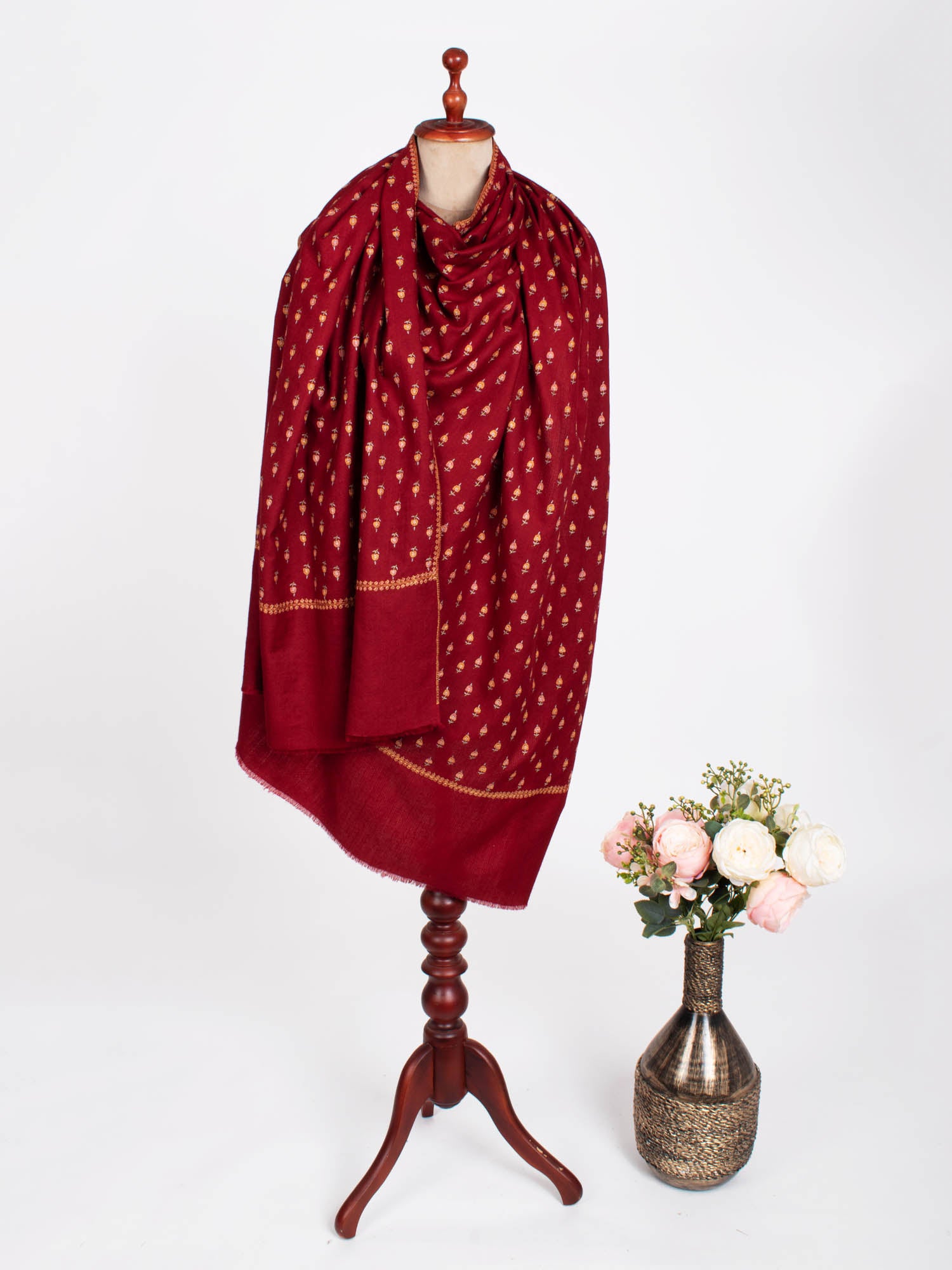 Châle Sozni Pashmina certifié Maroon Gi - KOS