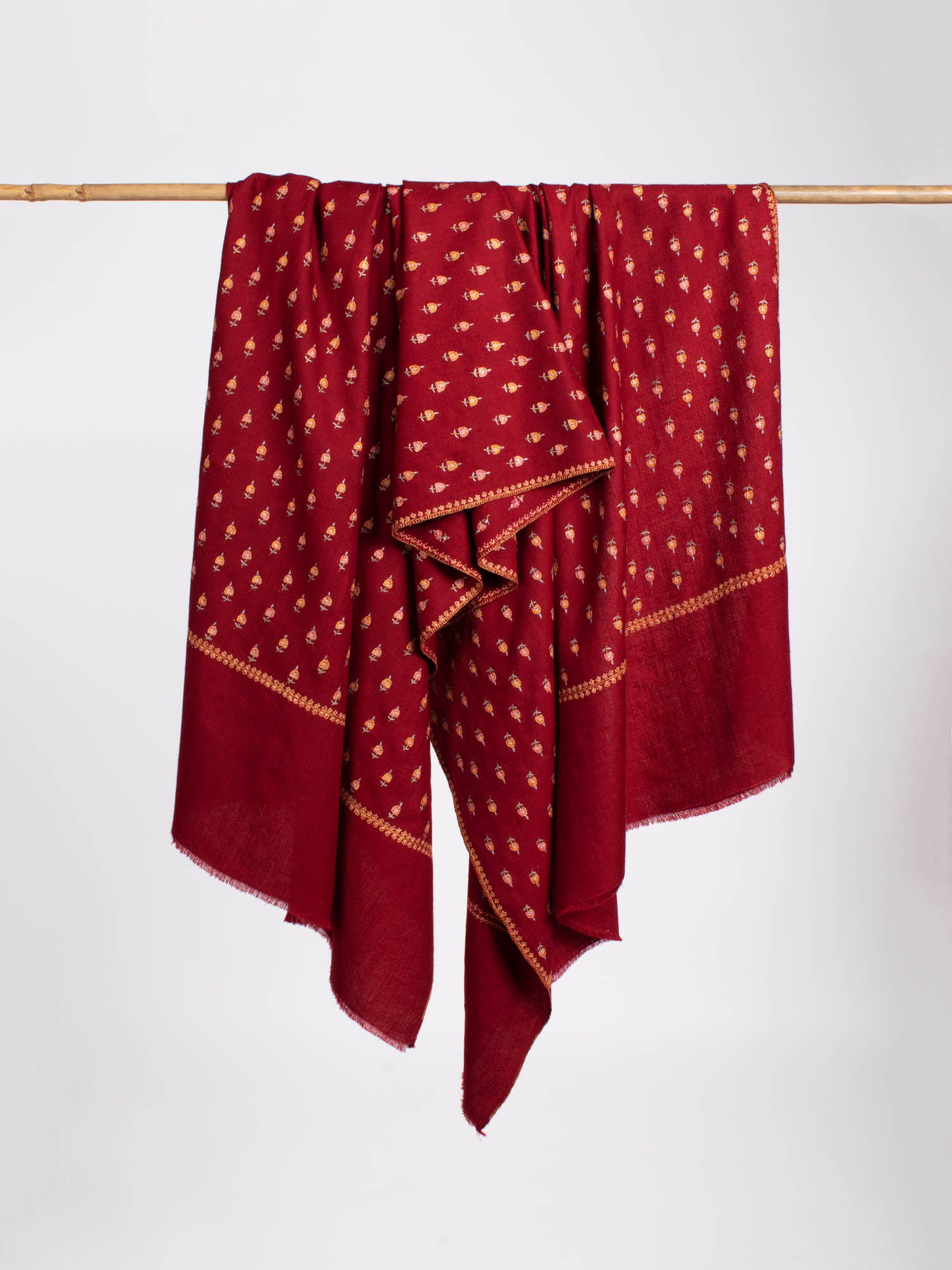 Maroon Gi Certified Sozni Pashmina Shawl - KOS