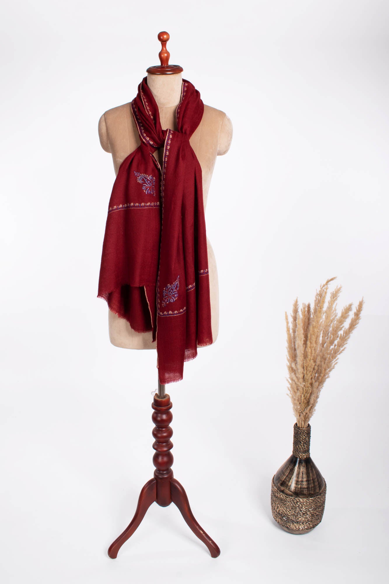 Maroon  Lightweight Cashmere Scarf - MORRILTON