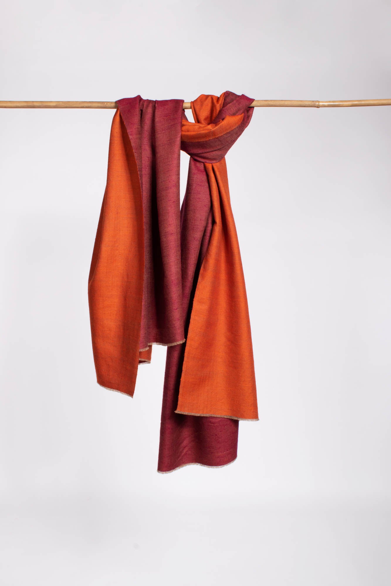 Orange Maroon Double Sided Pashmina Shawl - PEVENSEY