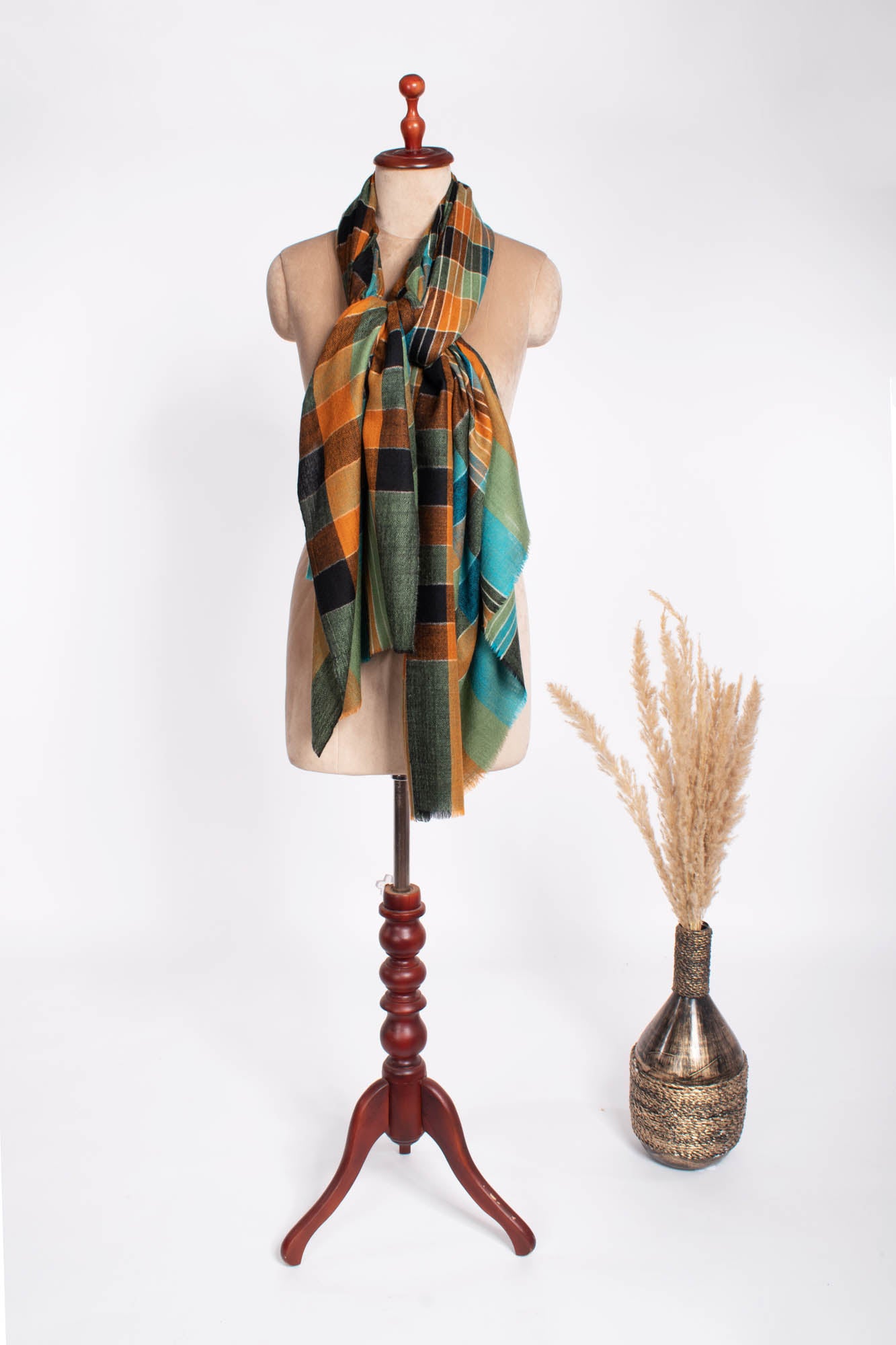 MultiColor Check Fine Woven Pashmina Wrap - WALDEN