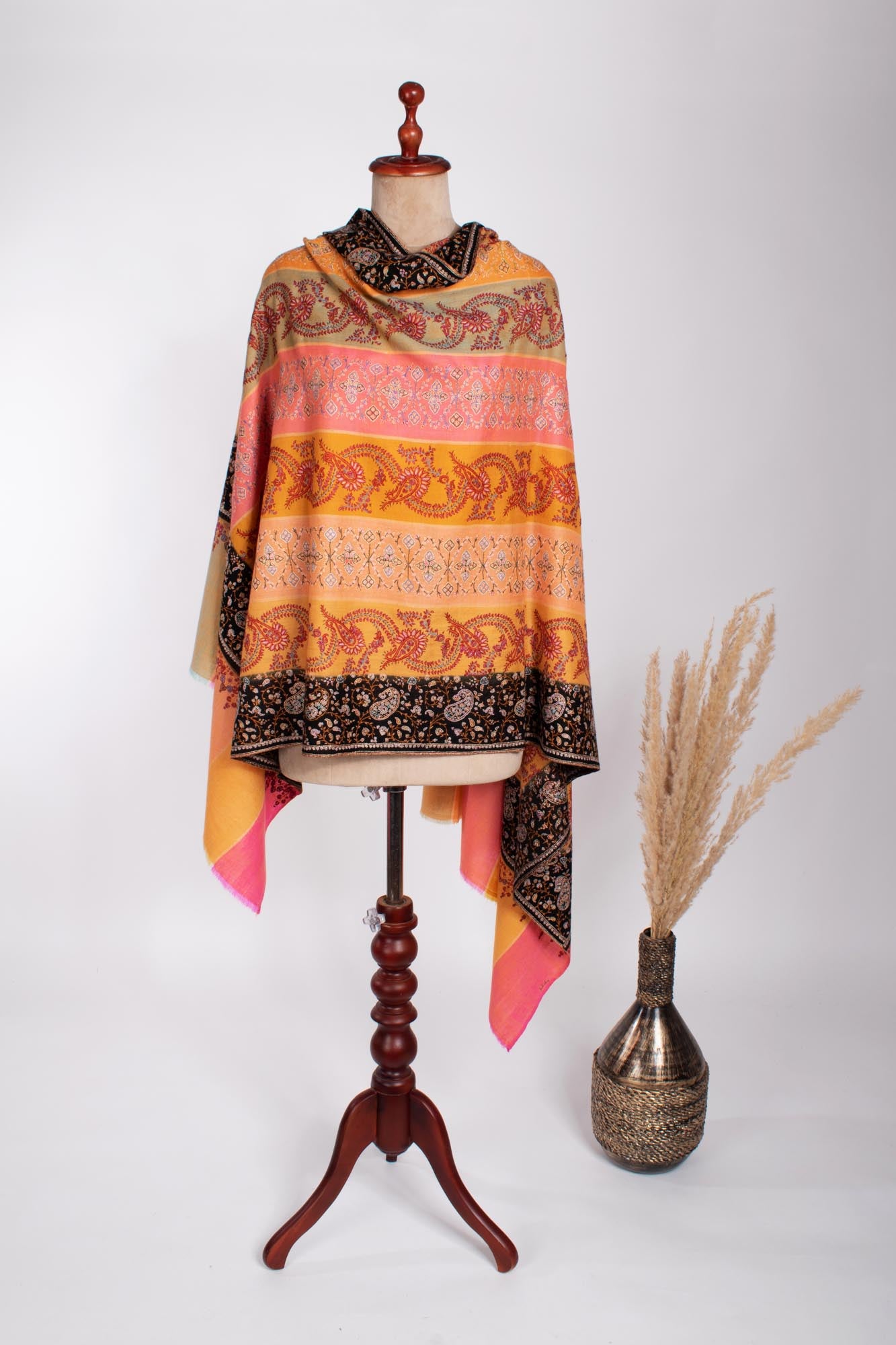 8 Color Stripe Artistic Kashmiri Pashmina - SALTASH