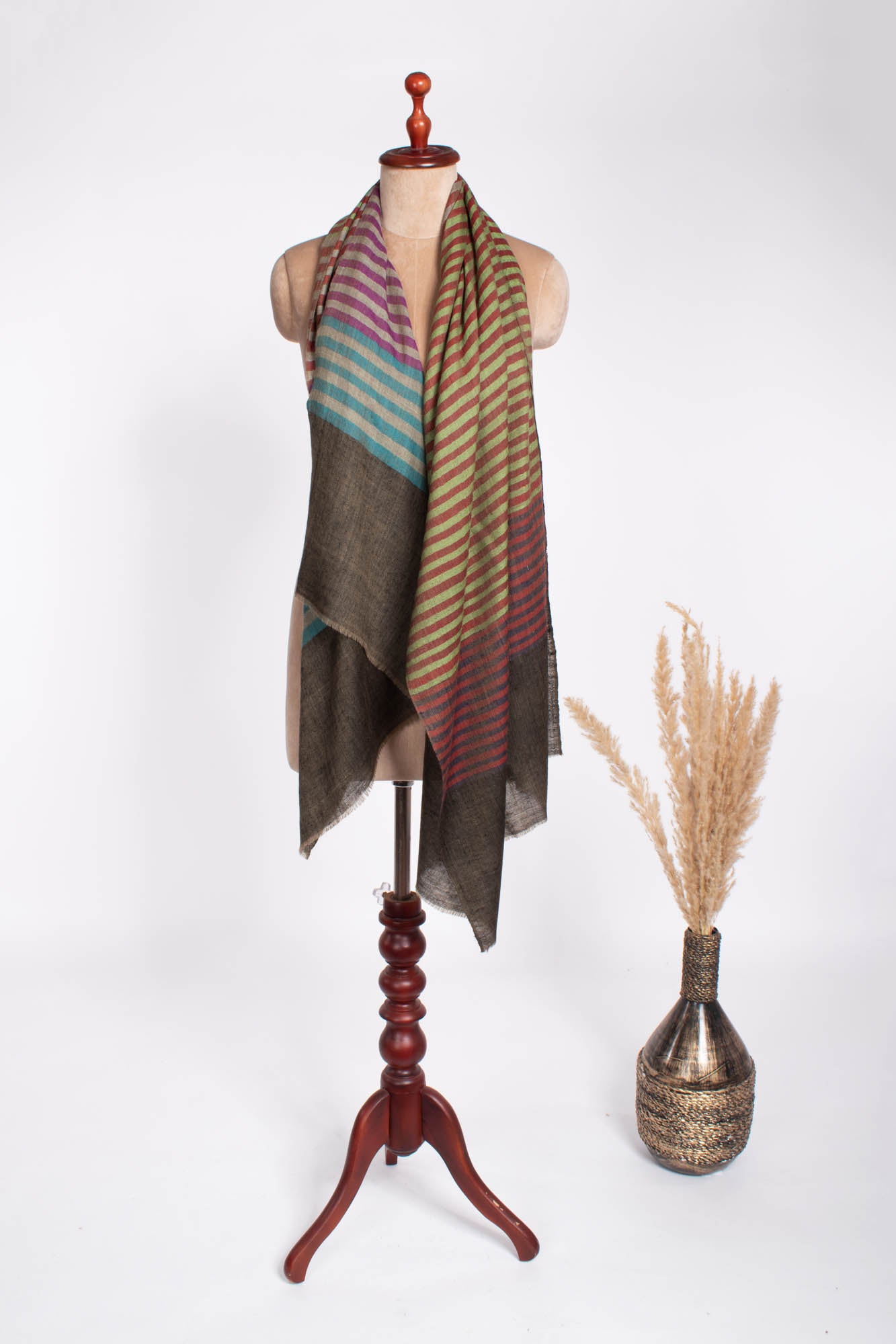 Boho Chic Handloomed Multi Colors Cashmere Pashmina Scarf - MATLOCK