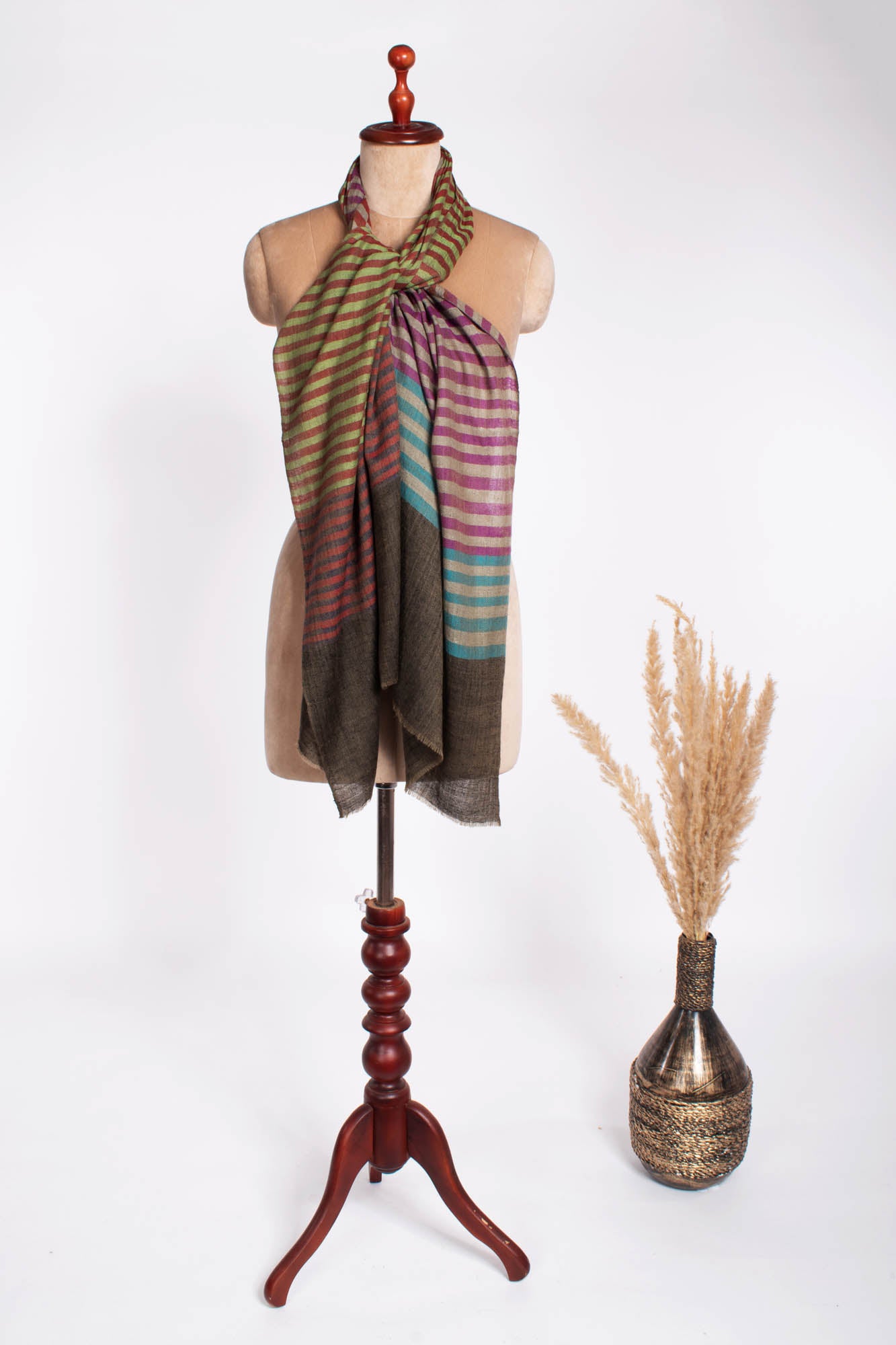 Boho Chic Handloomed Multi Colors Cashmere Pashmina Scarf - MATLOCK