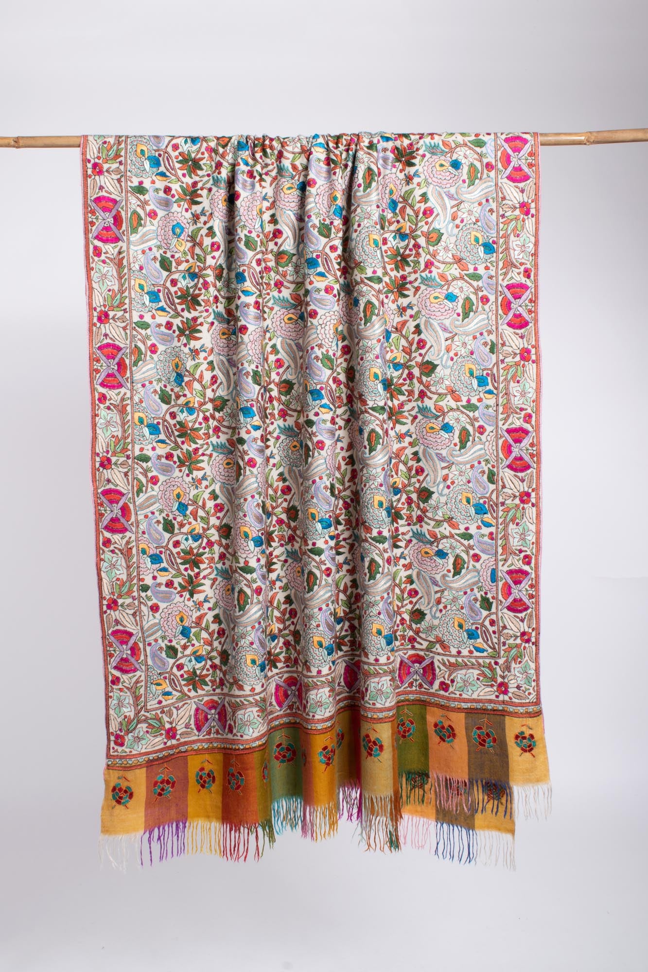 Floral Paisley Papermachie Hand Crafted Kashmiri Shawl - REPTON