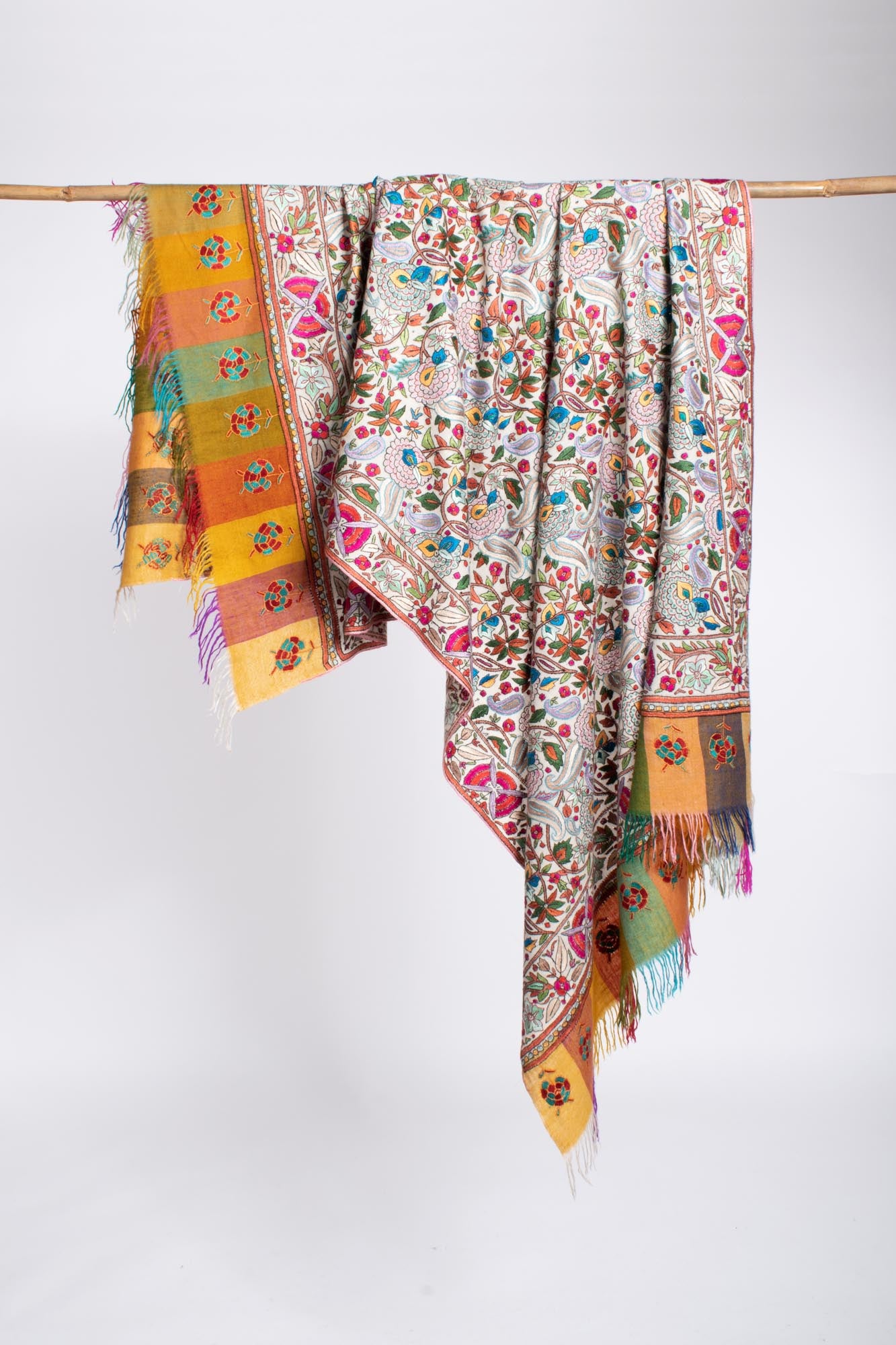 Floral Paisley Papermachie Hand Crafted Kashmiri Shawl - REPTON