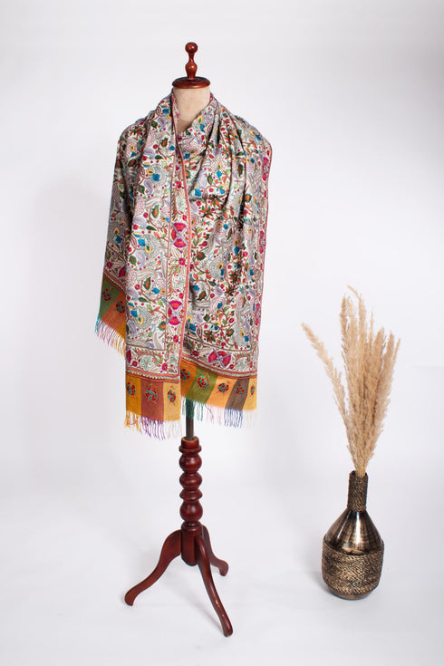 Floral Paisley Papermachie Hand Crafted Kashmiri Shawl - REPTON