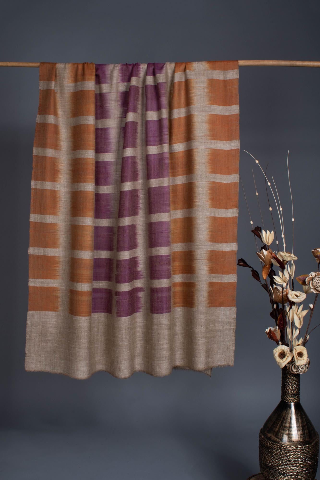 Mustard Purple Ikat Artistic Pashmina - ROURKELA