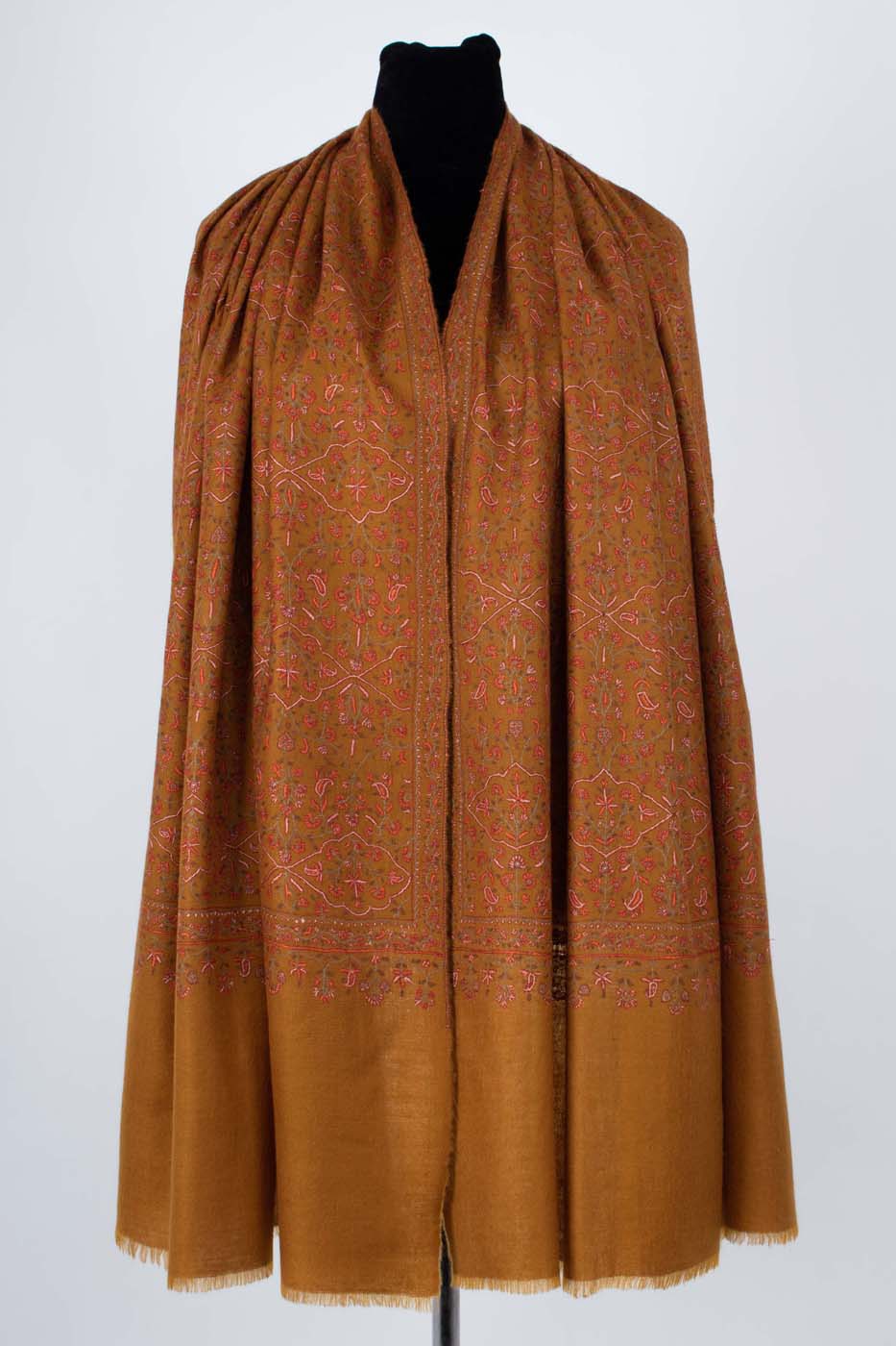 Ochre Hand Spun Authentic Kashmiri Pashmina Shawl