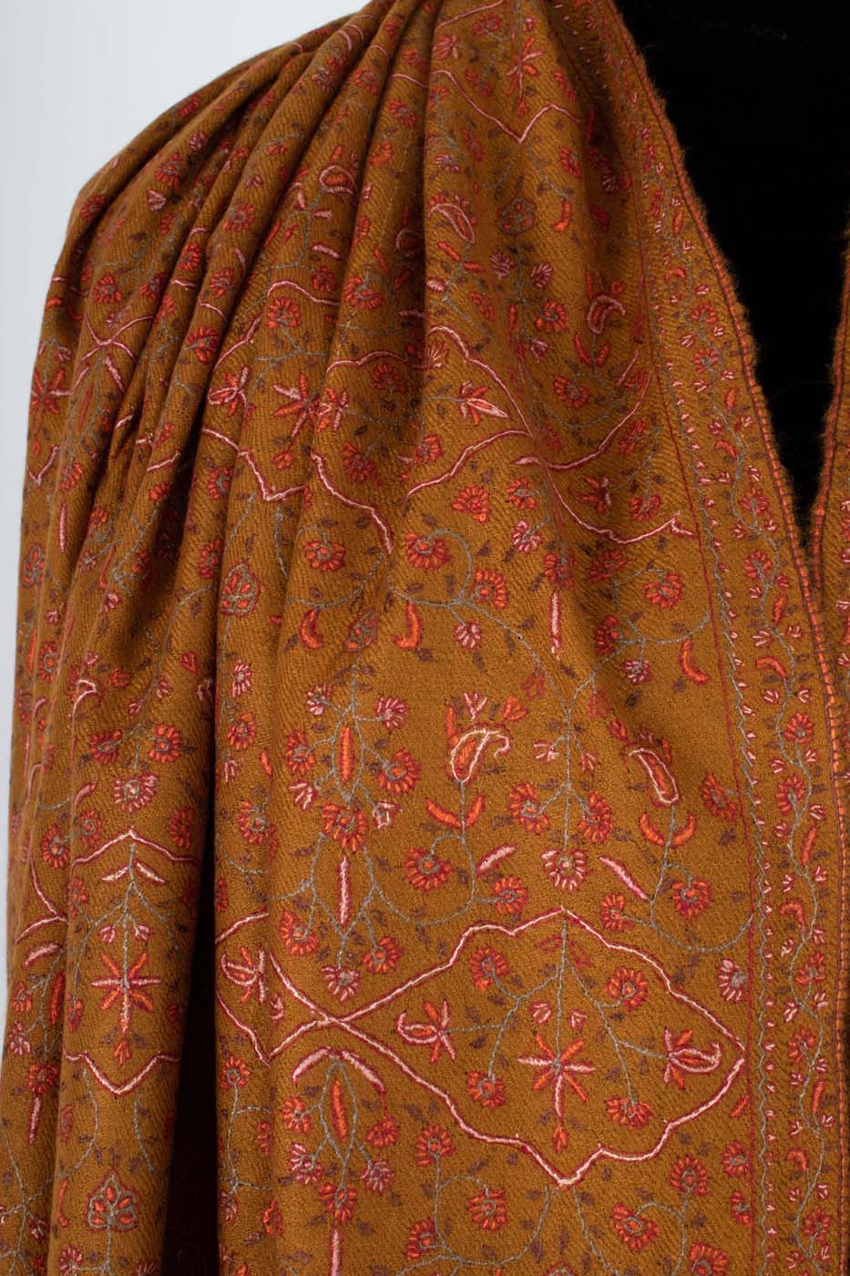 Ochre Hand Spun Authentic Kashmiri Pashmina Shawl