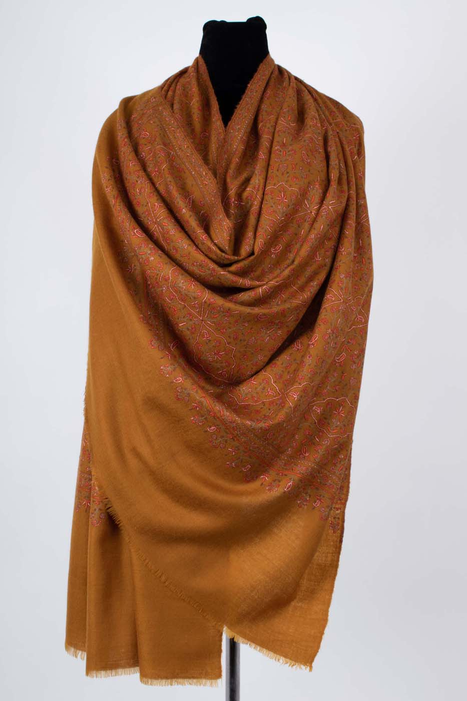 Ochre Hand Spun Authentic Kashmiri Pashmina Shawl