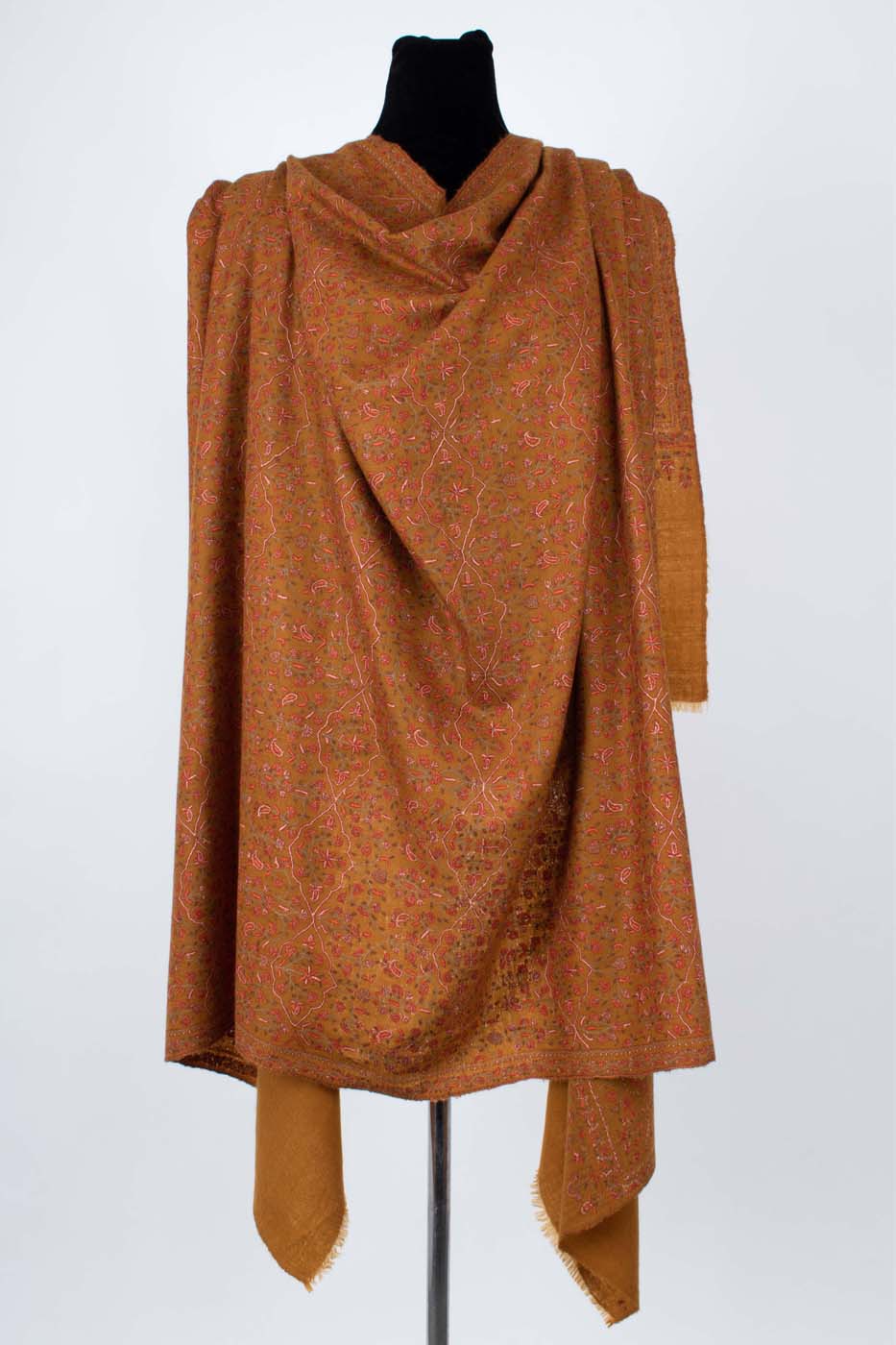 Ochre Hand Spun Authentic Kashmiri Pashmina Shawl