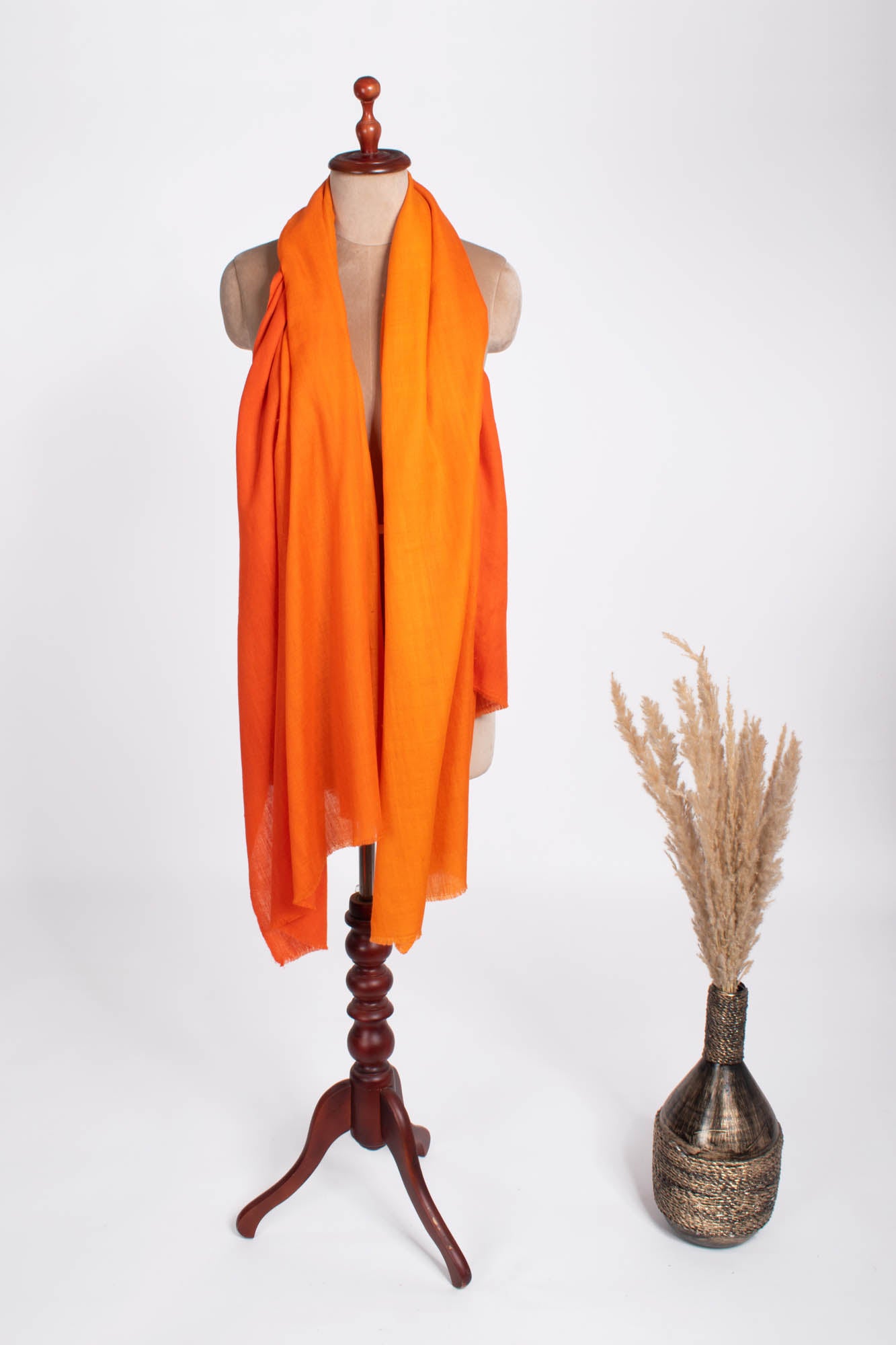 Orange Ombré Two Shades Indischer handgewebter Pashmina-Schal