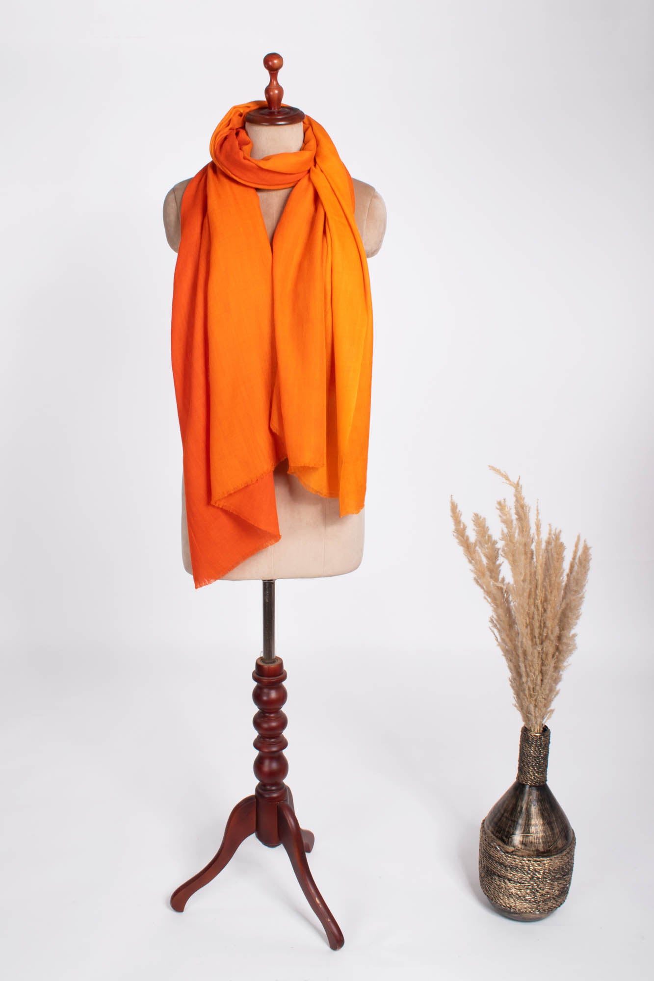 Orange Ombré Two Shades Indischer handgewebter Pashmina-Schal