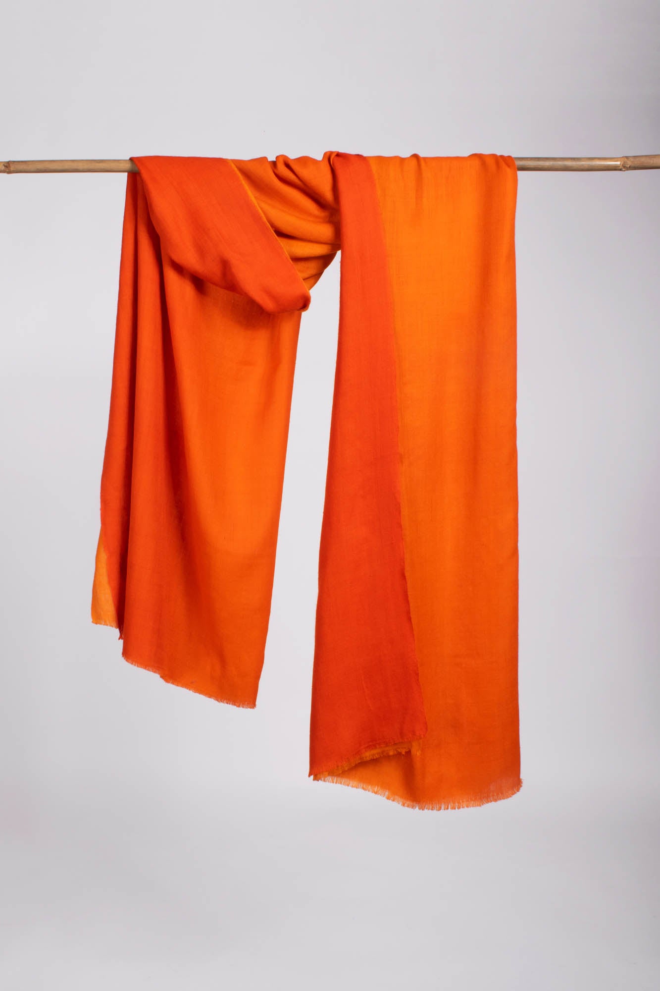 Orange Ombré Two Shades Indian Handloom Pashmina Shawl