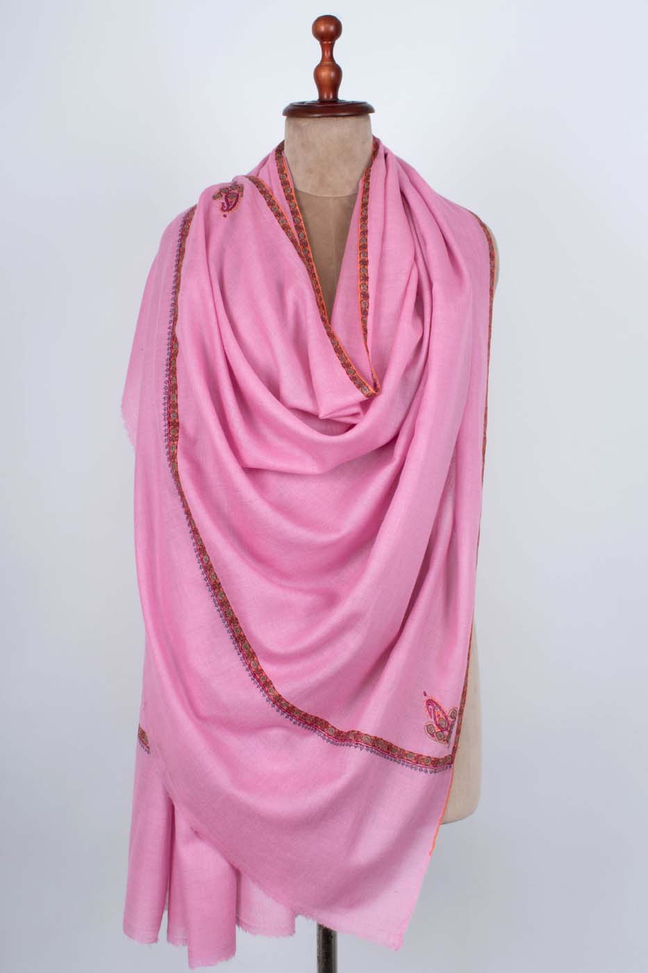 Pink Artisitc Baildar Kashmiri Pashmina Shawl - SAMOS