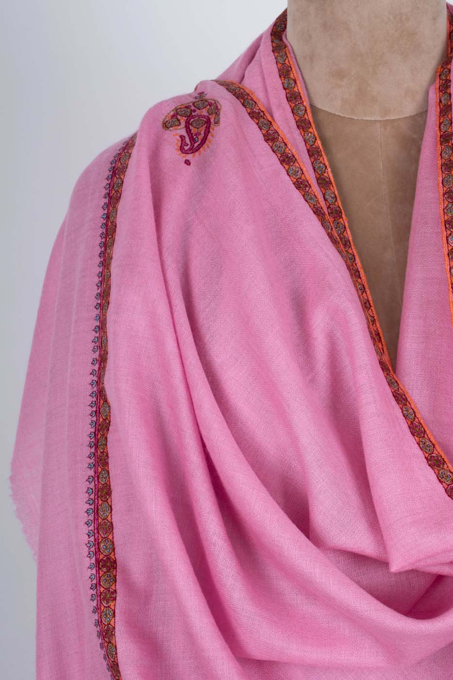 Pink Artisitc Baildar Kashmiri Pashmina Shawl - SAMOS