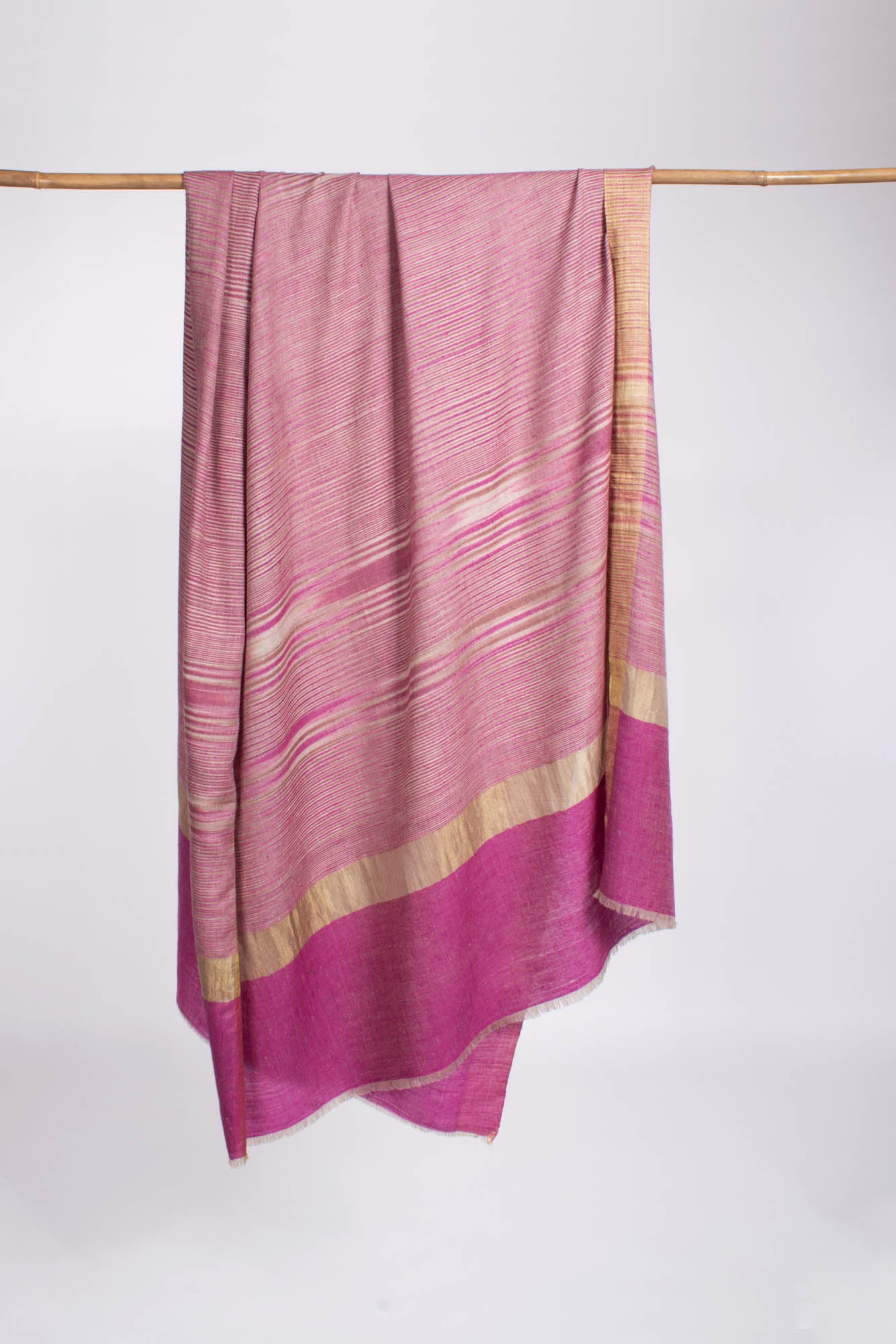 Pink Ikat Cashmere Shawl Embellished with Zari - NEWTON