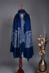 XL Prussian Blue Pashmina Wrap with Palla Embroidery - SAIDPUR
