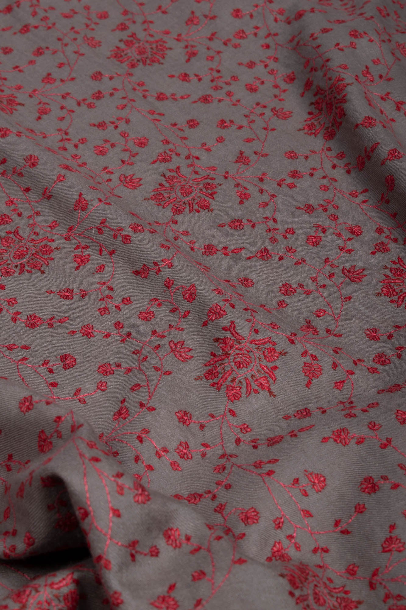 Red embroidered pashmina shawl by Shahkaar - luxurious and intricately designed for elegance and warmth