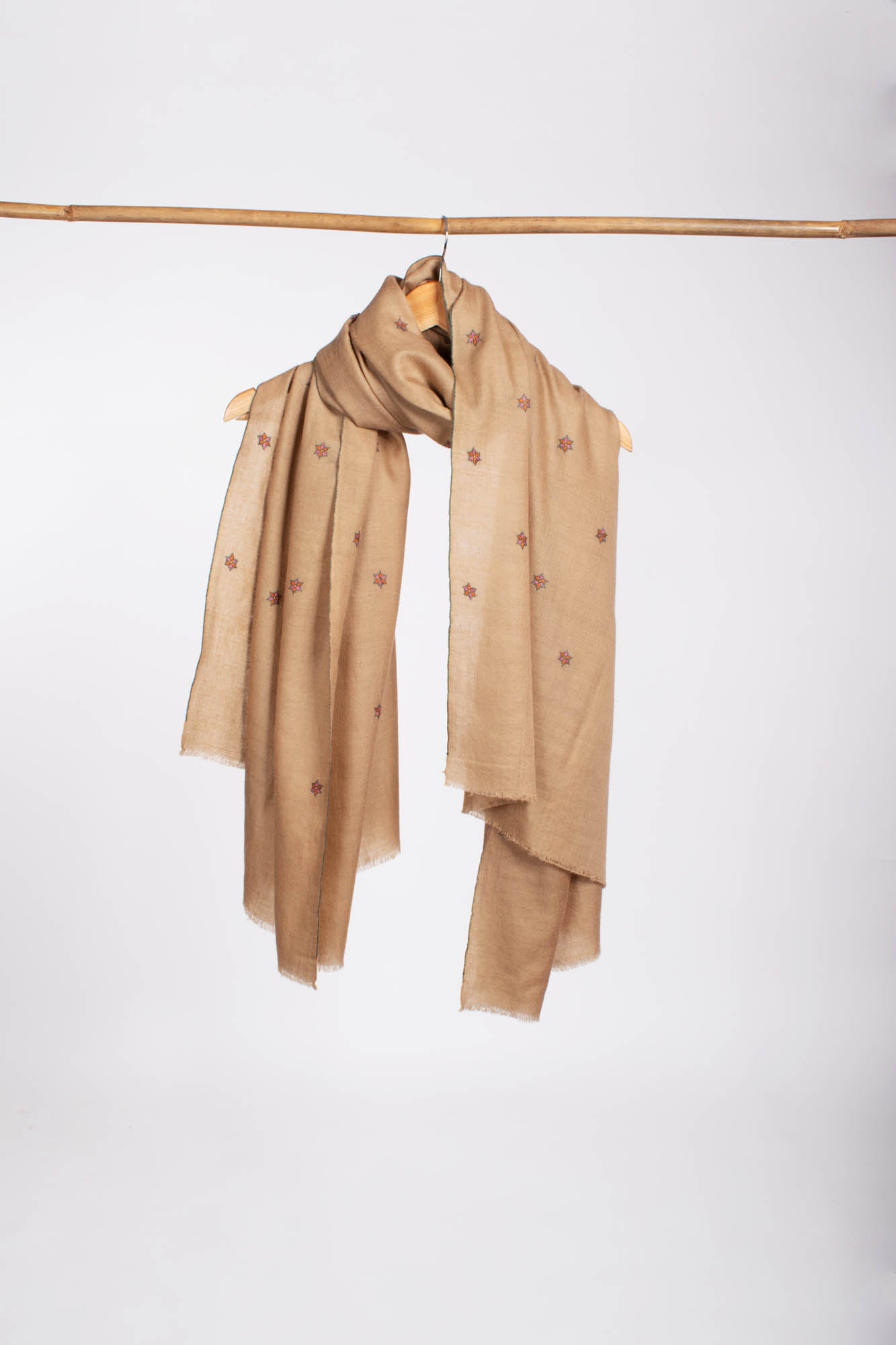 Star Embroidered Pashmina Shawl with a Minimalist Touch - BARSTOW