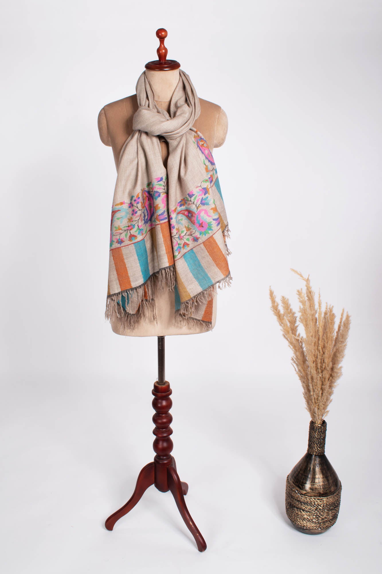 Châle Kani Pashmina Couleur Taupe - TUSCUMBIA