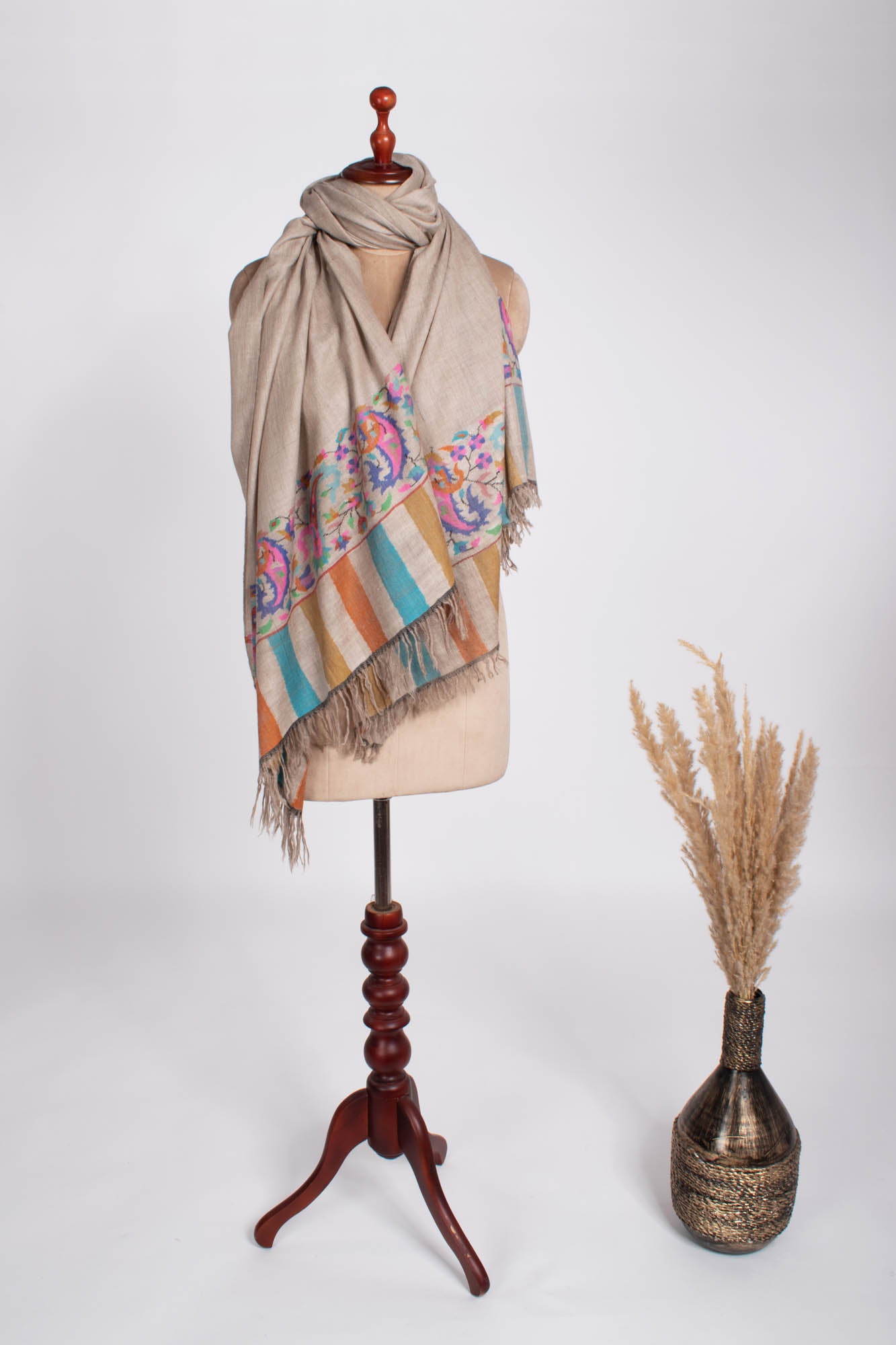 Châle Kani Pashmina Couleur Taupe - TUSCUMBIA