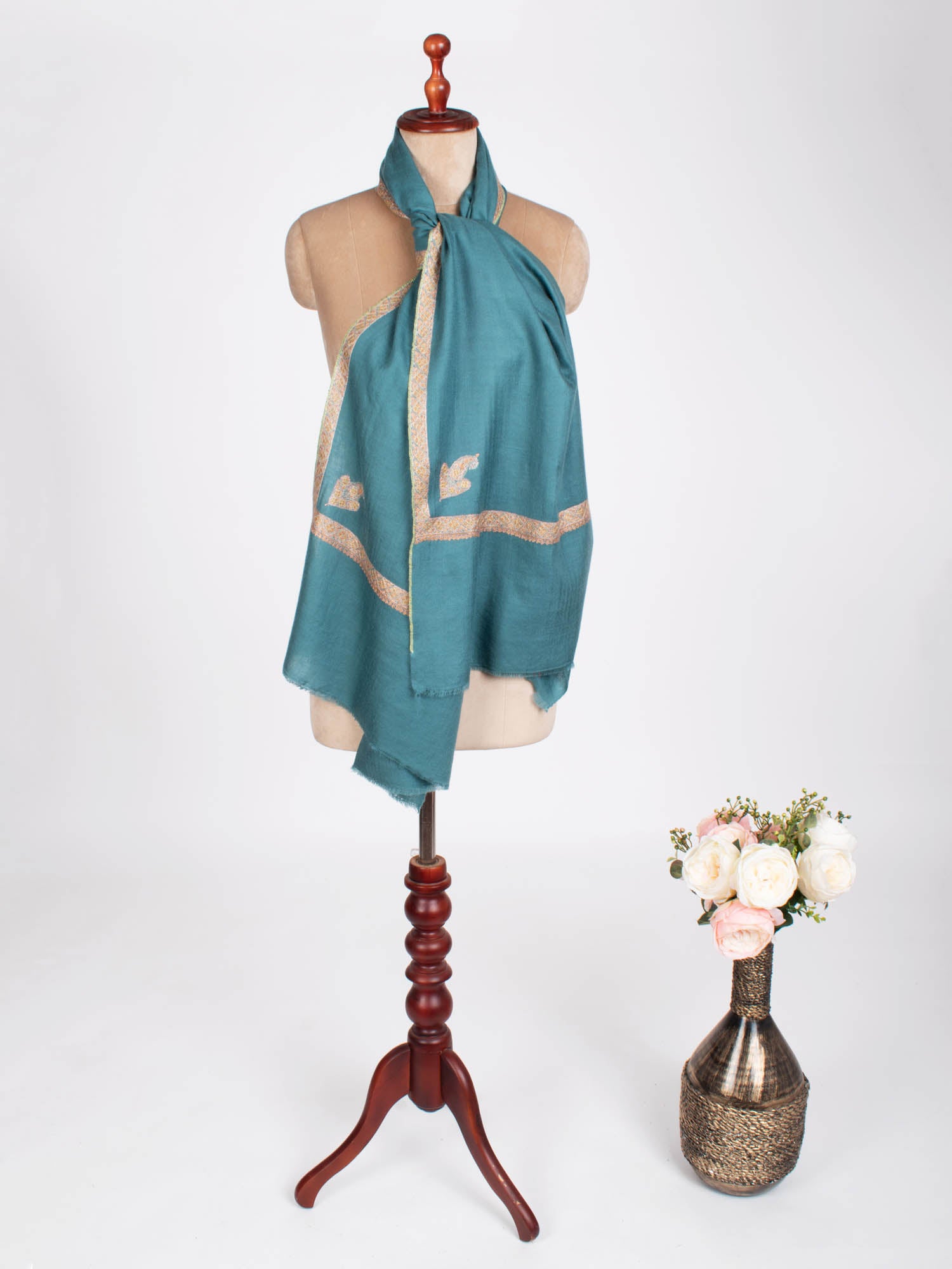 Teal Blue Lightweight Cashmere Scarf - FRANCISCO