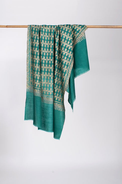 Turquoise Handloomed Cashmere Scarf - BEACONSFIELD