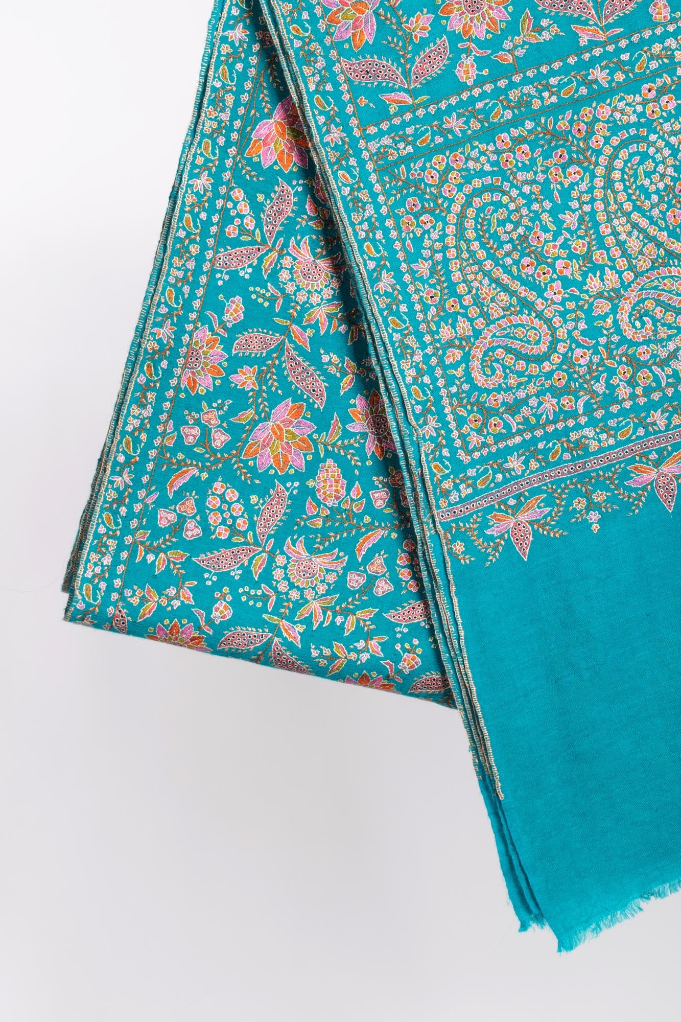 Kashmiri Pashmina Shawl in Turquoise for Wedding - EREWASH