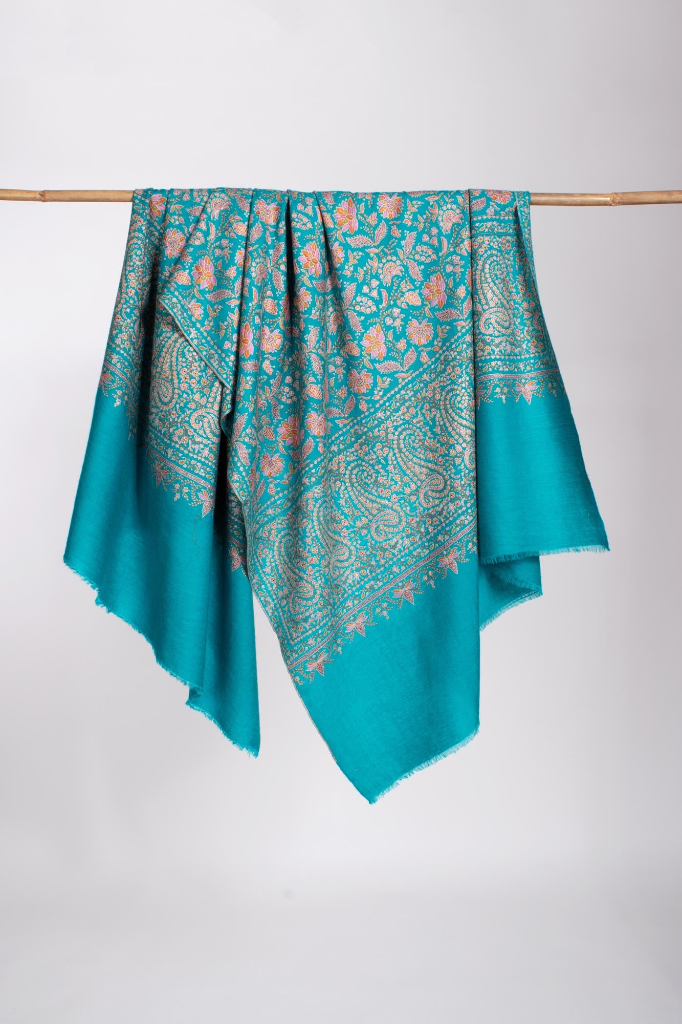 Kashmiri Pashmina Shawl in Turquoise for Wedding - EREWASH