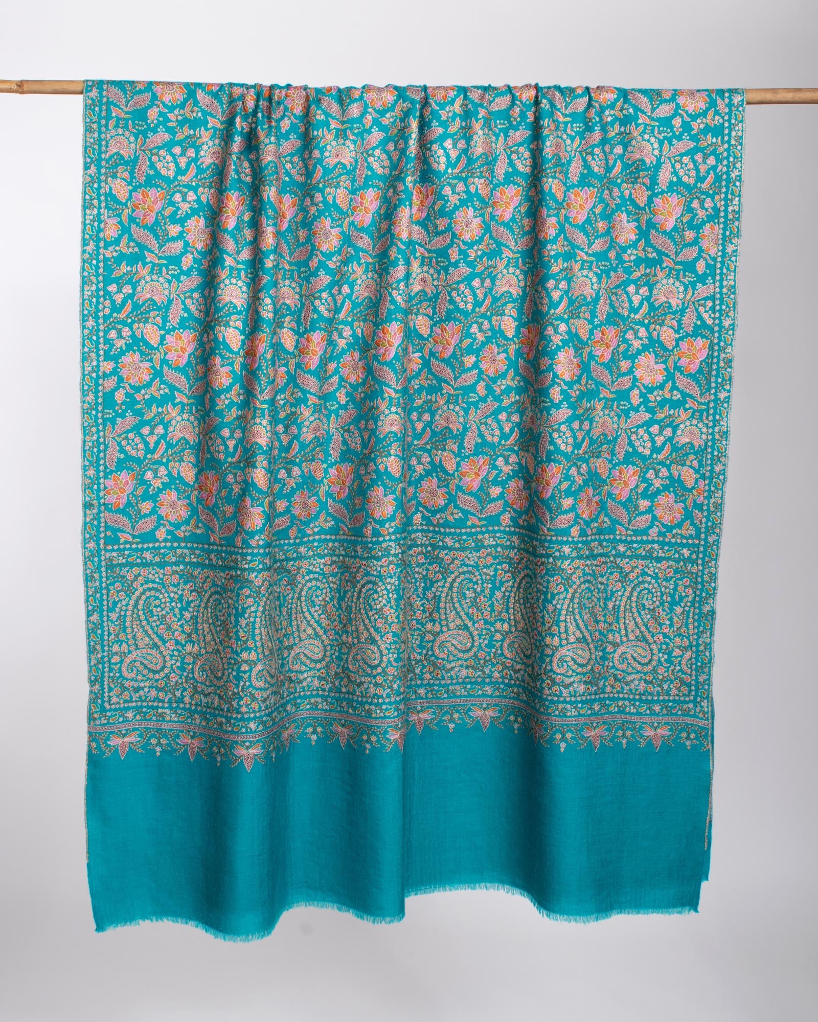 Kashmiri Pashmina Shawl in Turquoise for Wedding - EREWASH