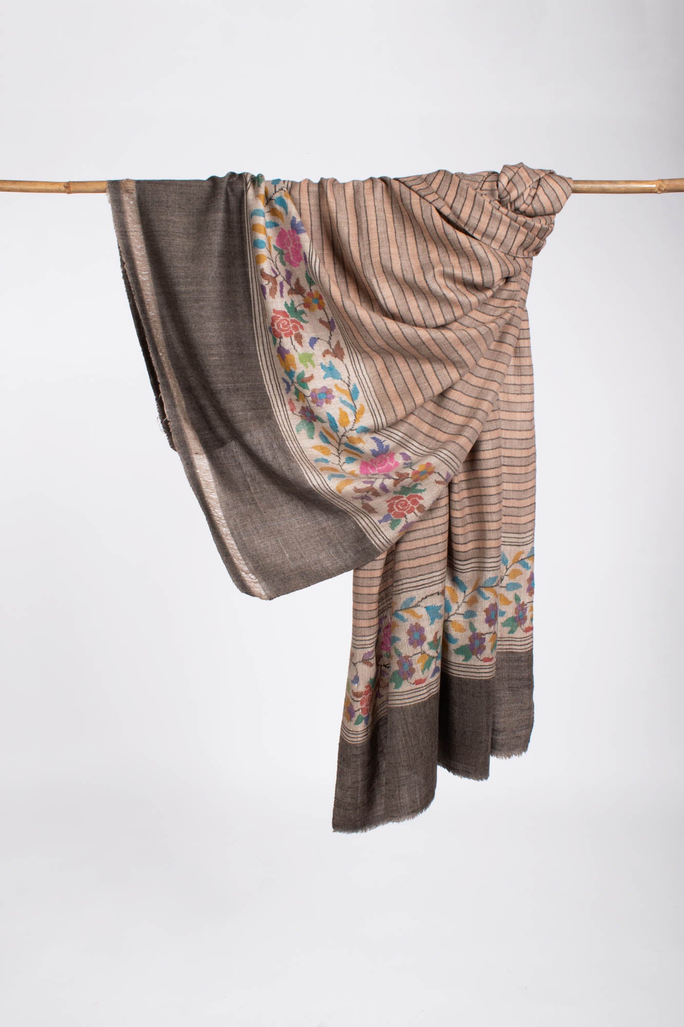 Châle Kani Pashmina Floral à Rayures - GLOBE