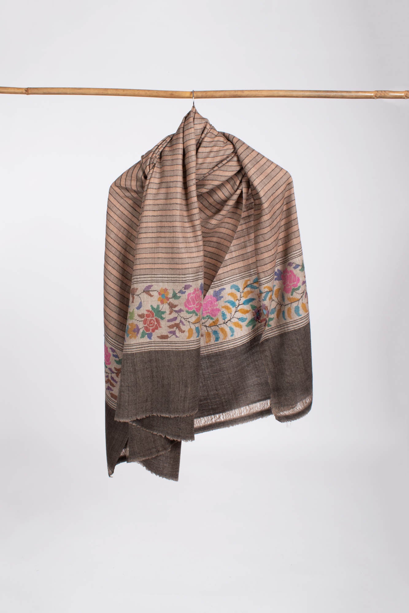 Châle Kani Pashmina Floral à Rayures - GLOBE