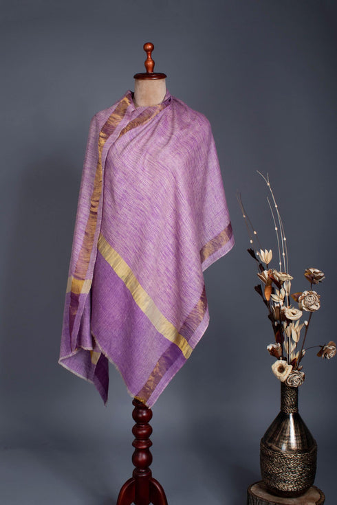 Zari Ikat Purple Pashmina Wrap -  CHHATAK