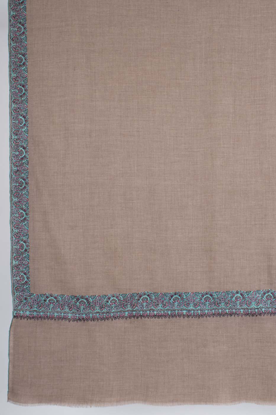 Sozni Embroidered Badum Pashmina Shawl Natural - PISA