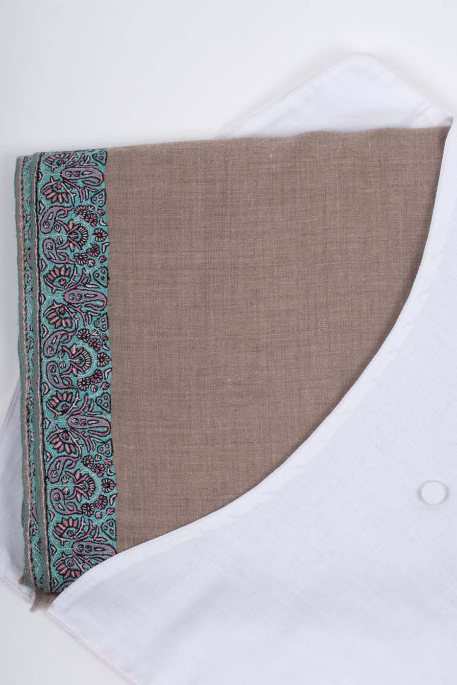 Sozni Embroidered Badum Pashmina Shawl Natural - PISA