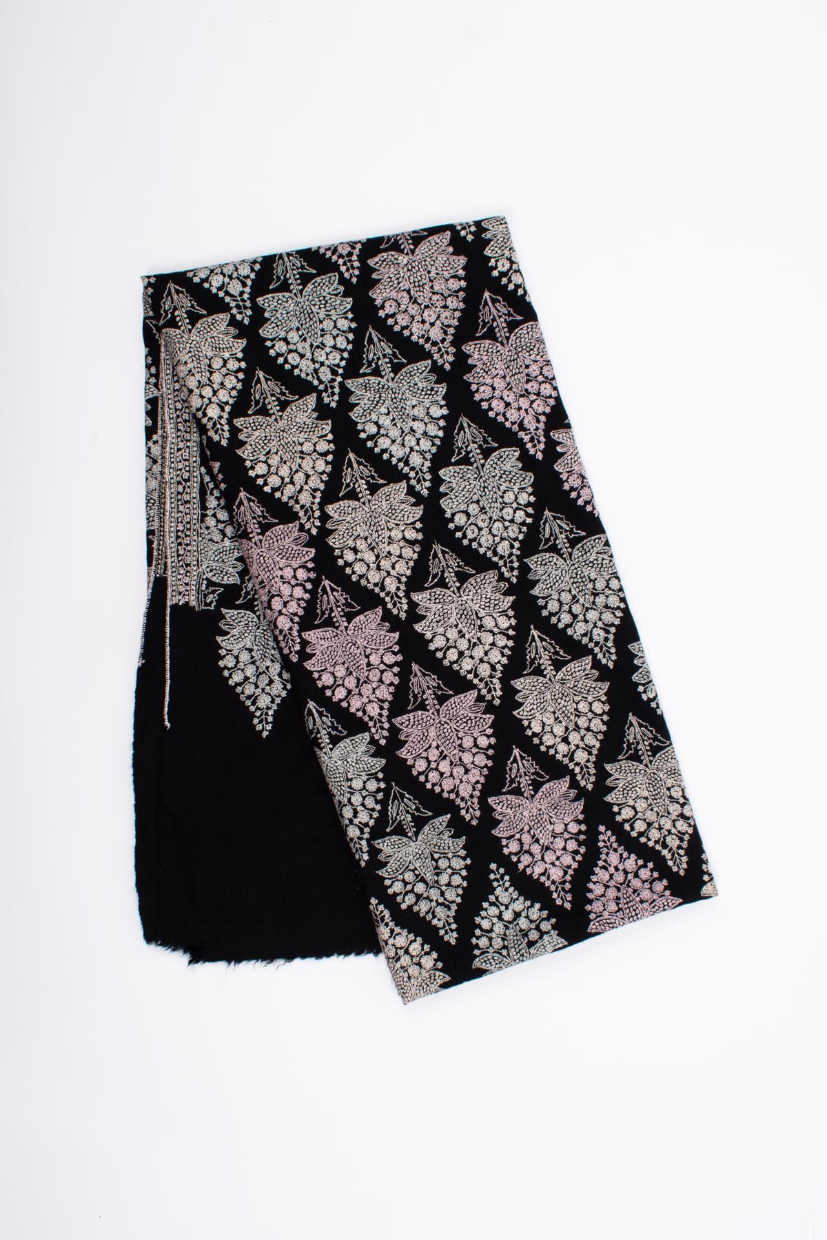 Black Pashmina Shawl Adorned with Vibrant Embroidery - NAPIER