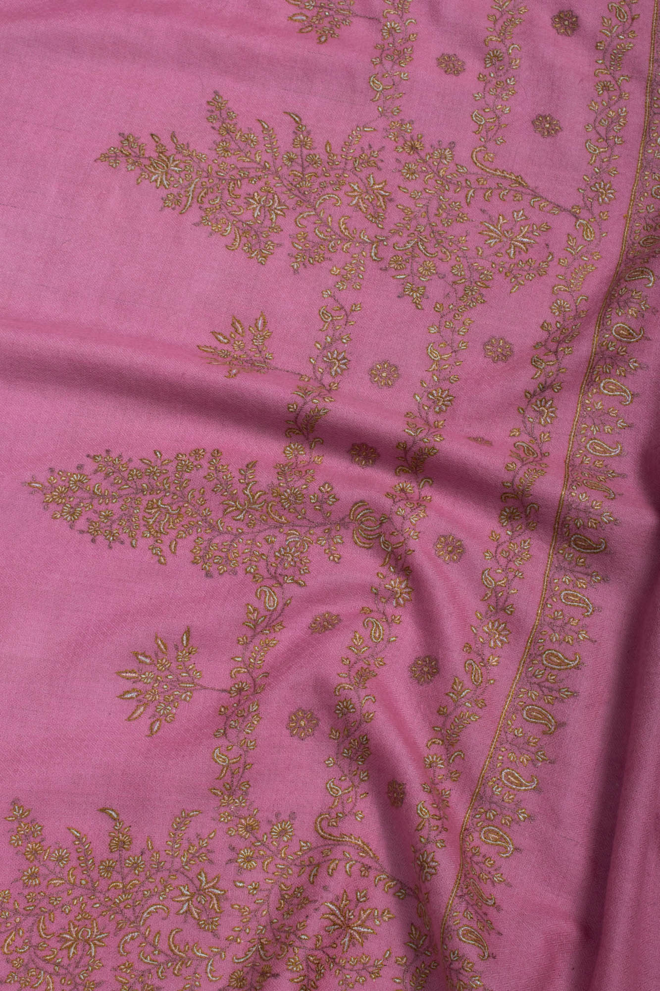 Bubblegum Pink Sozni Embroidered Pashmina Shawl - HAARLEM