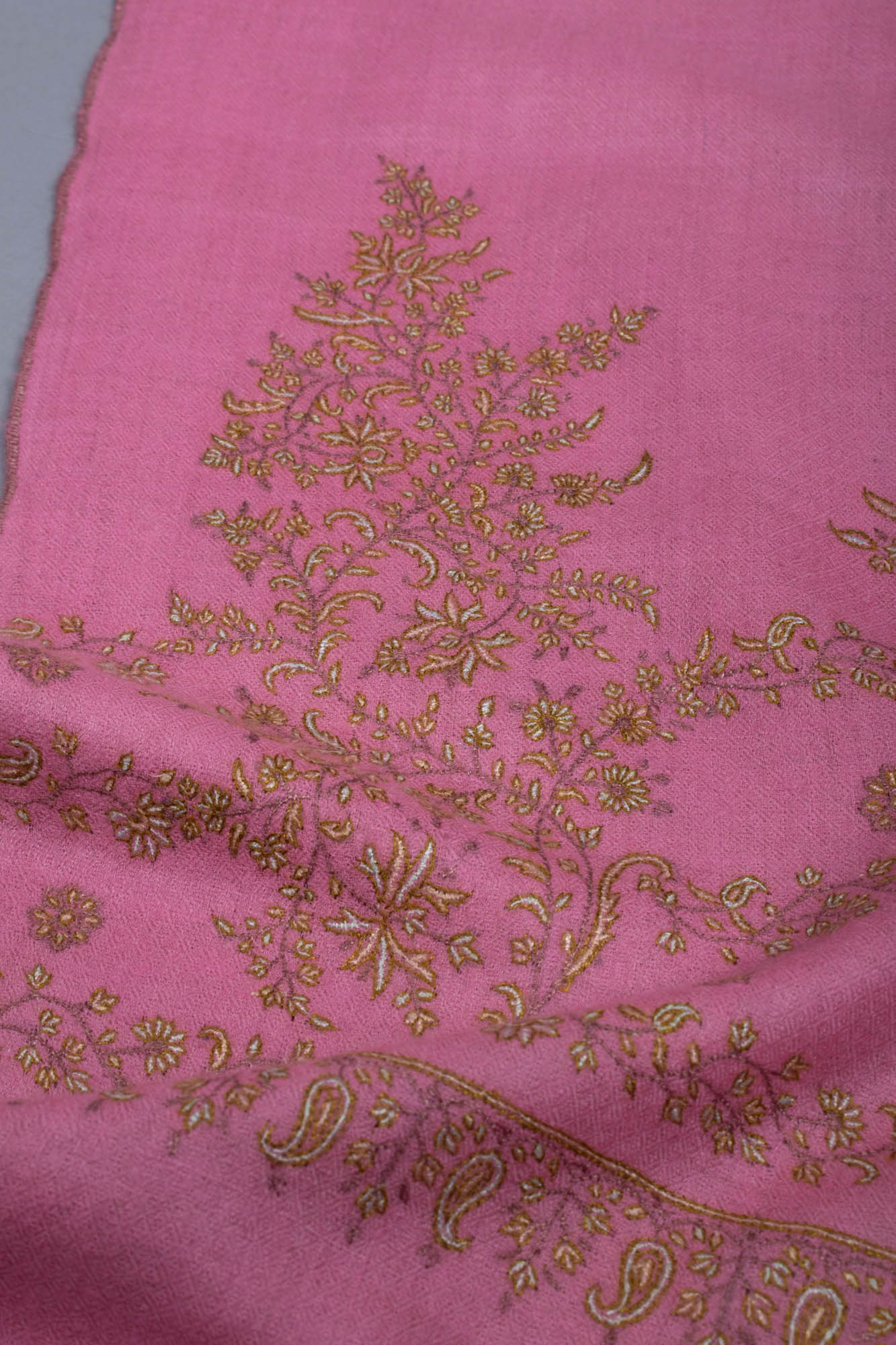 Bubblegum Pink Sozni Embroidered Pashmina Shawl - HAARLEM