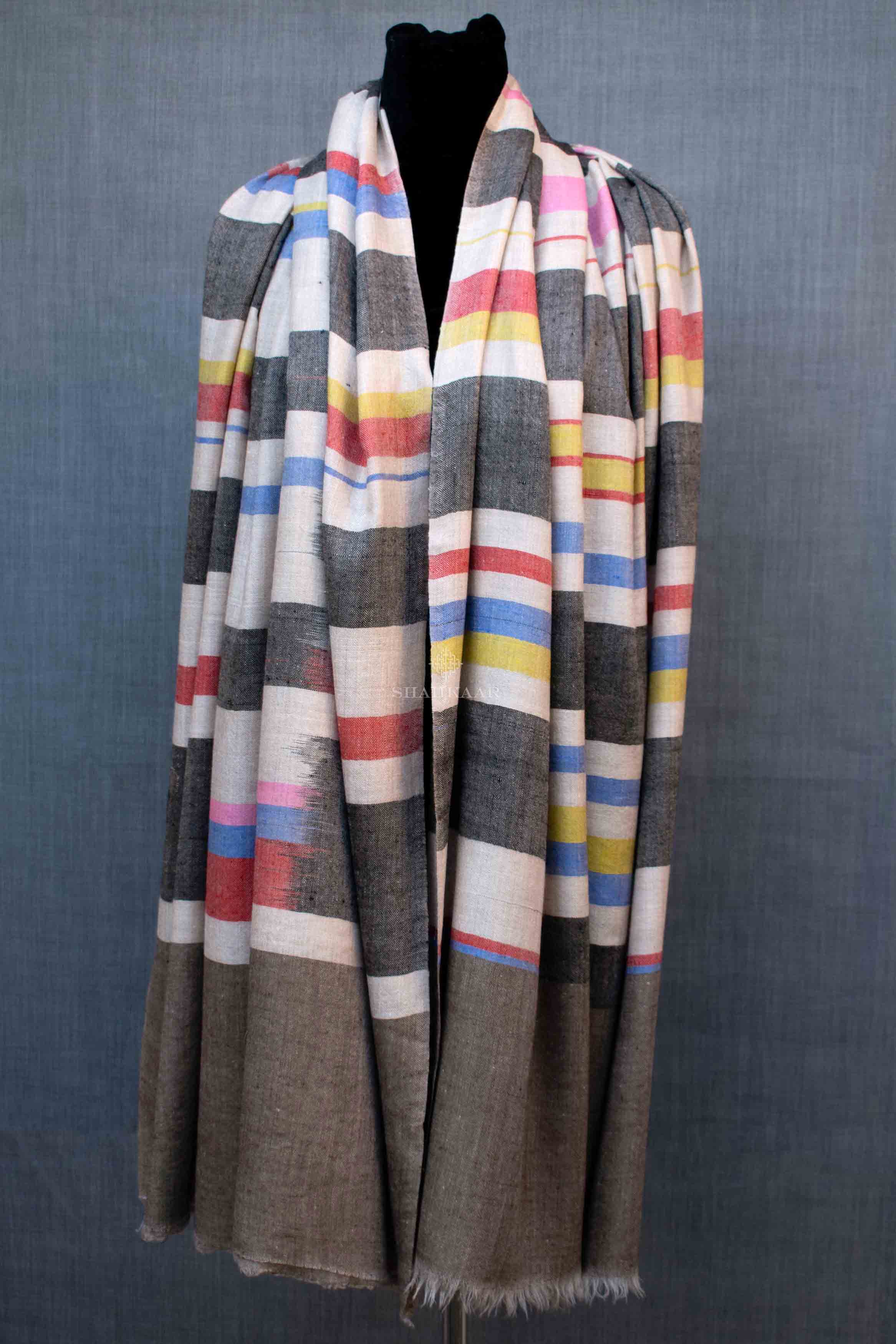 Shahkaar Space Dyed Multi Color Cashmere Shawl wrapped on a dummy