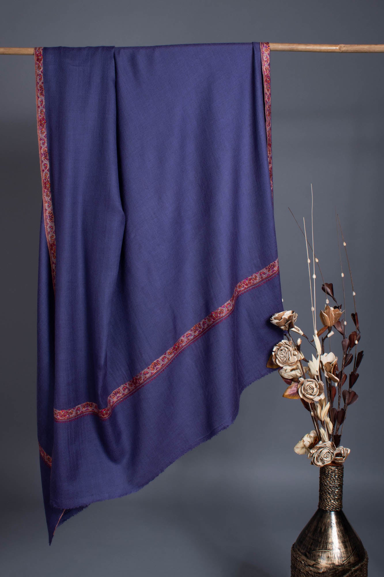 WINNIPEG Purple Hashia Cashmere Embroidered Shawl