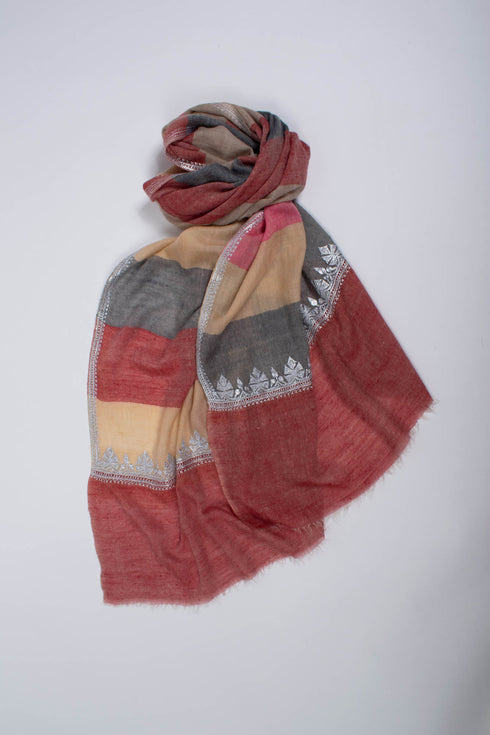 Hand Tilla Embroidered Cashmere Scarf - CALGARY