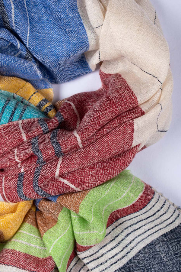 Multi Color Stripped Handloomed Cashmere Scarf - KENT
