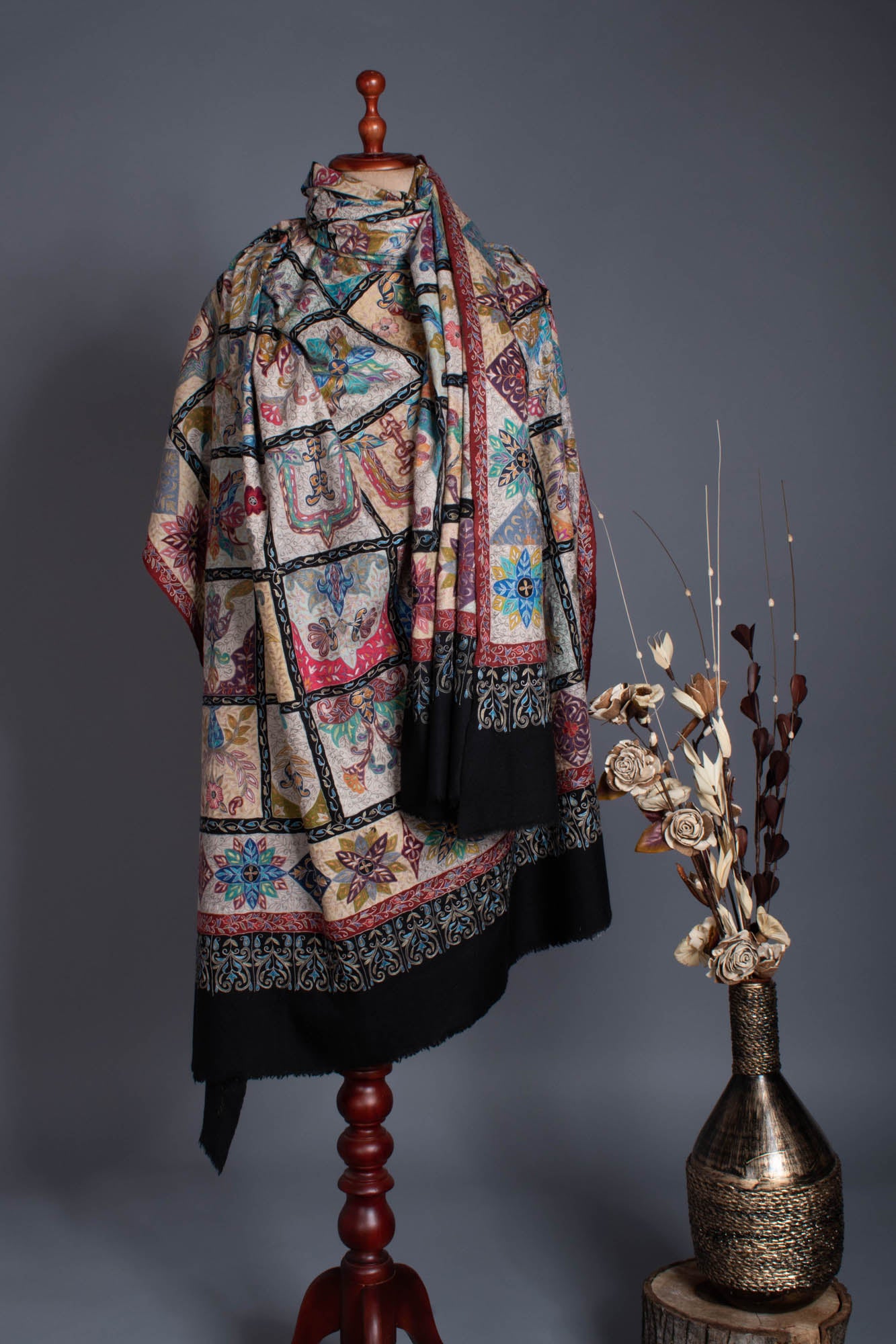 XL Artistic Kalamkari Pashmina - ZAPOPAN