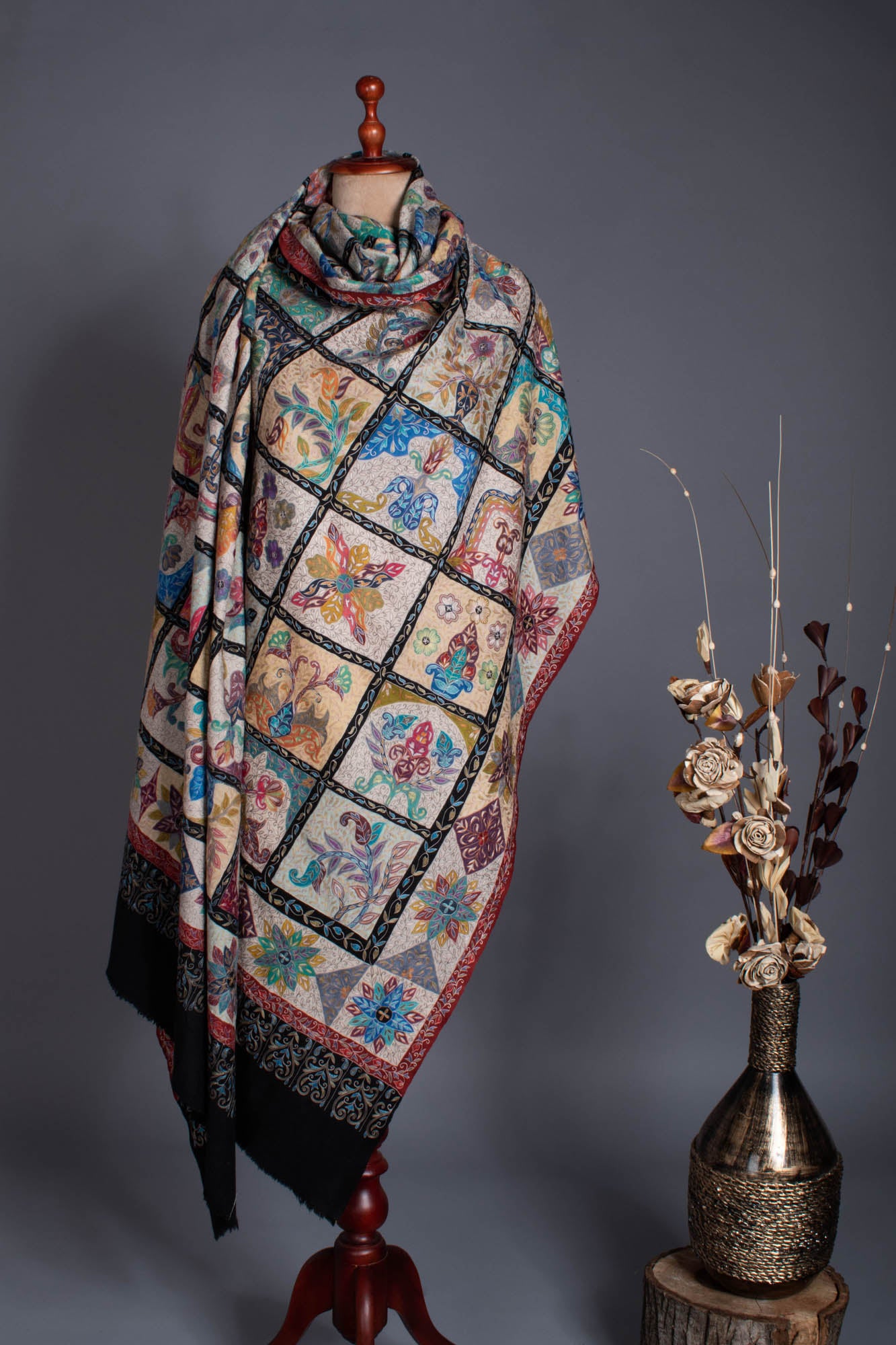 XL Artistic Kalamkari Pashmina - ZAPOPAN