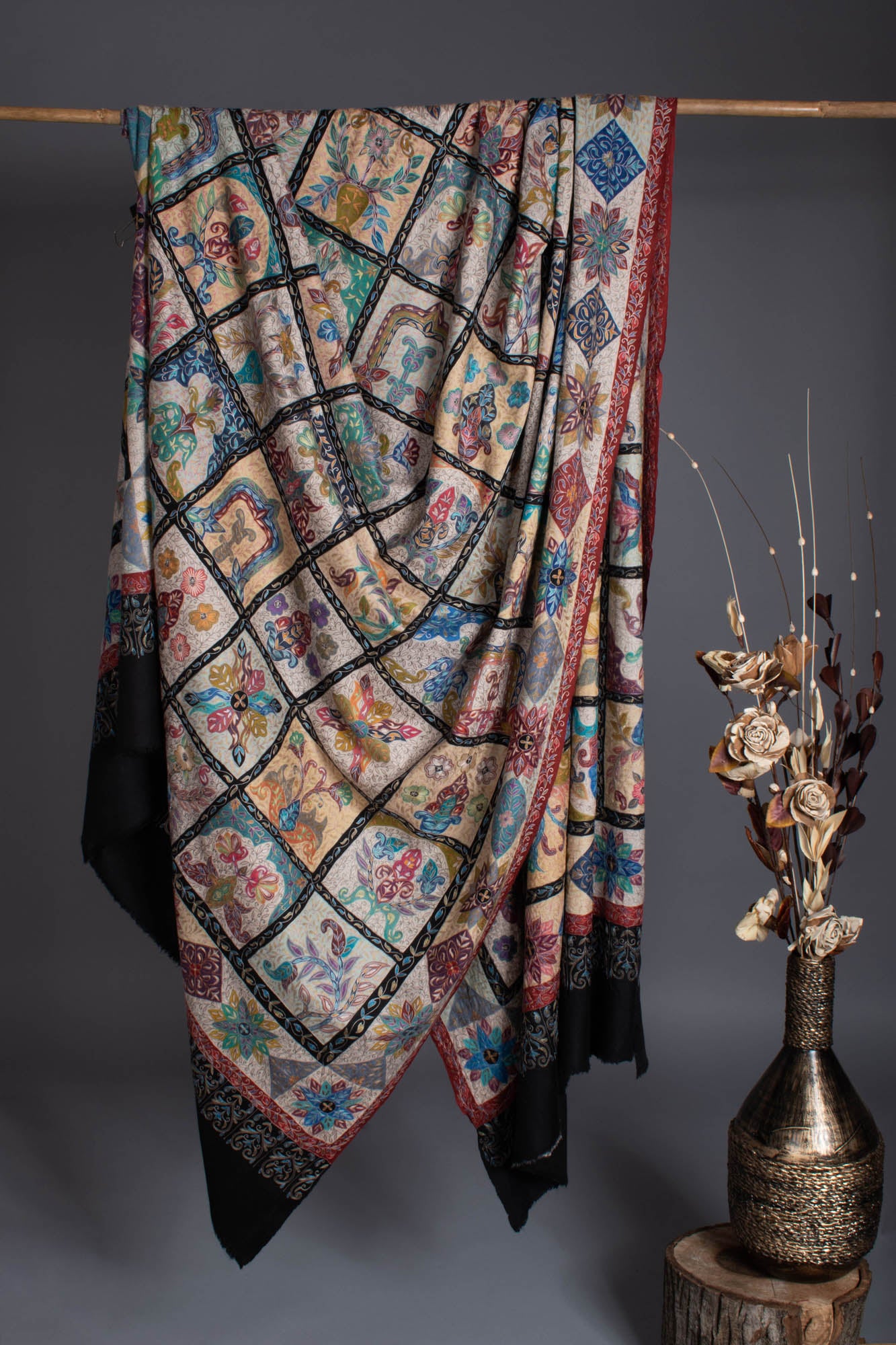 XL Artistic Kalamkari Pashmina - ZAPOPAN