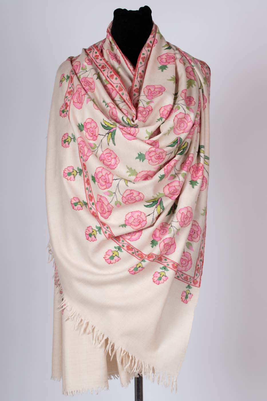 cream kani booti kashmir cashmere pashmina shawl amira shahkaar