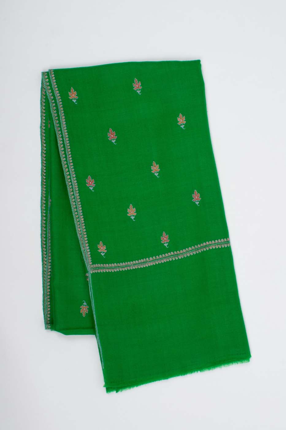 Green Kashmiri Pashmina Shawls by Shahkaar - Elegant, high-quality pashmina shawls in a rich green color from the renowned Shahkaar brand.